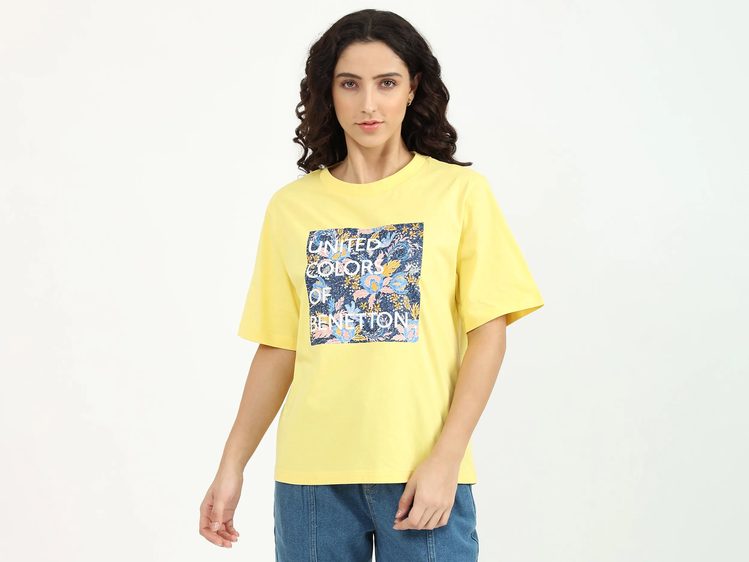 Ladies Round Neck Printed T-Shirt