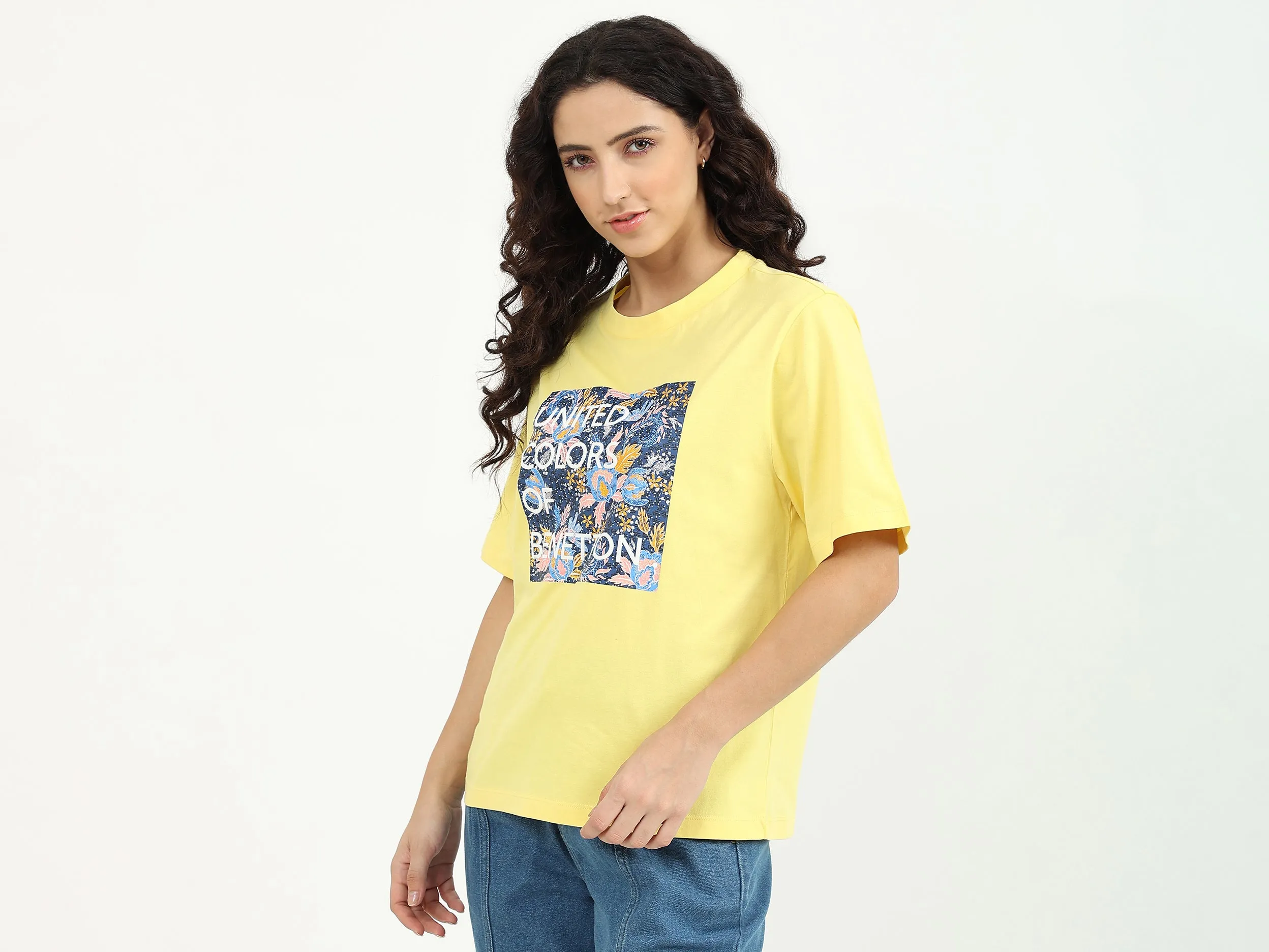 Ladies Round Neck Printed T-Shirt