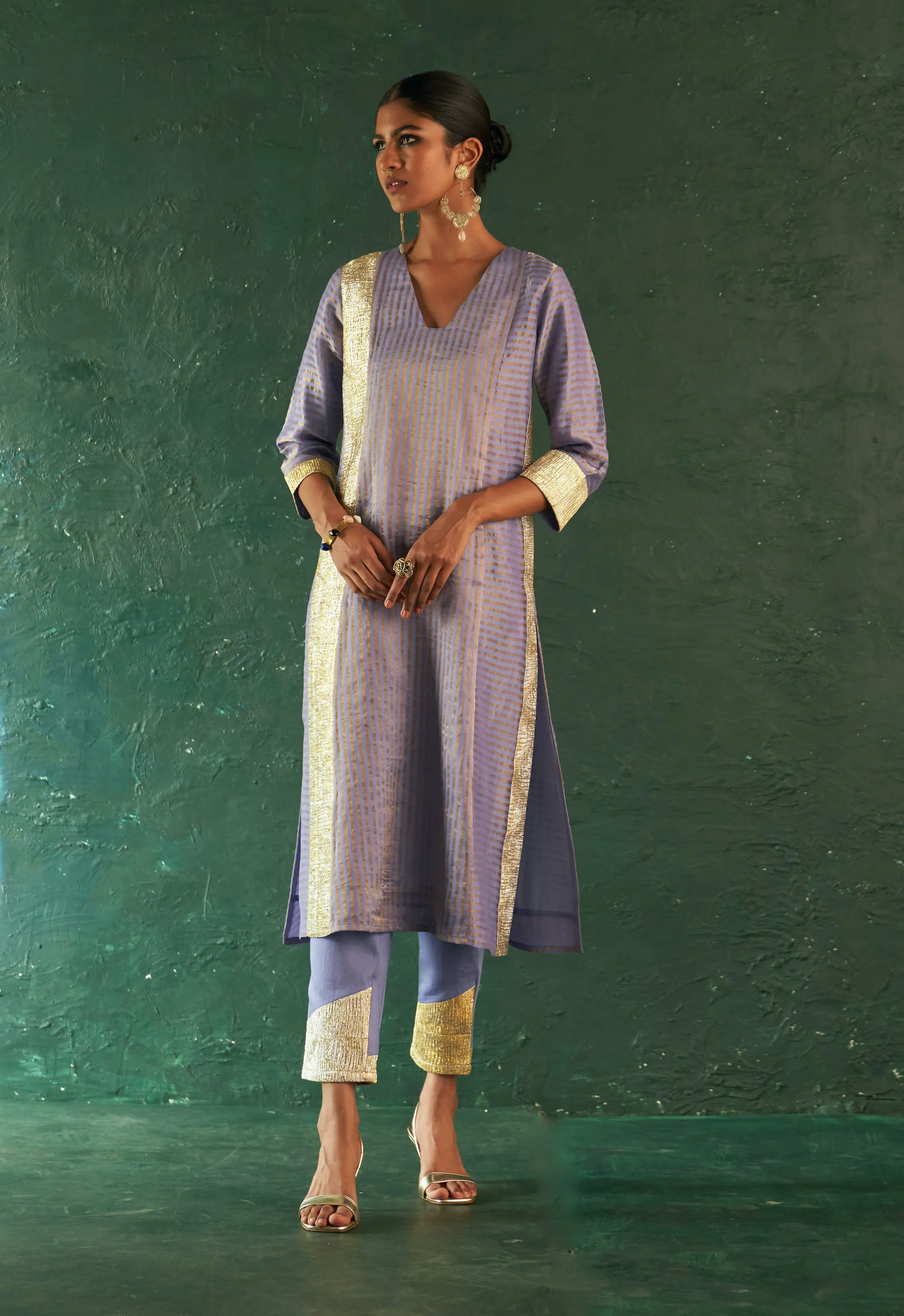 Lavender classic tissue kurta set