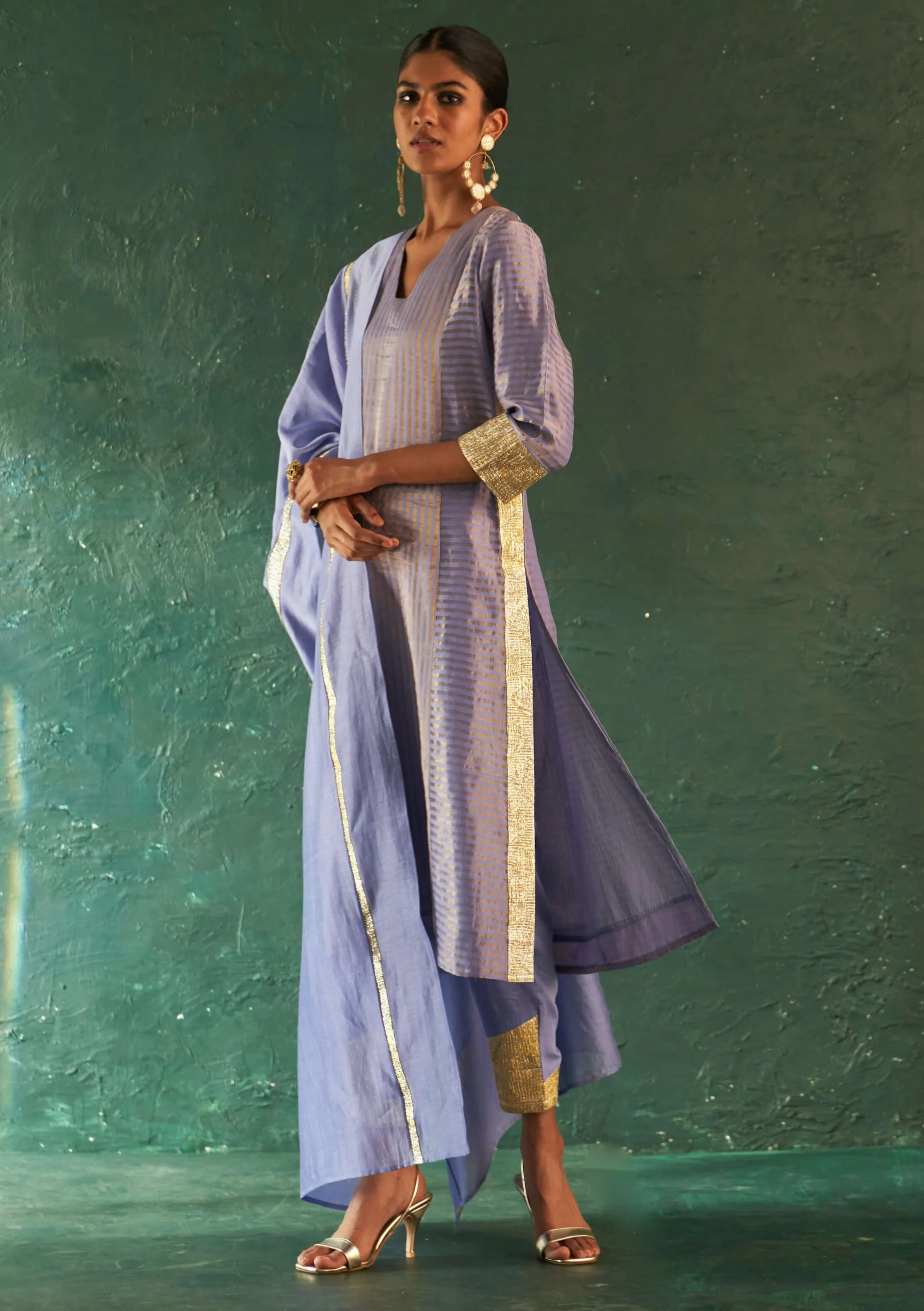 Lavender classic tissue kurta set
