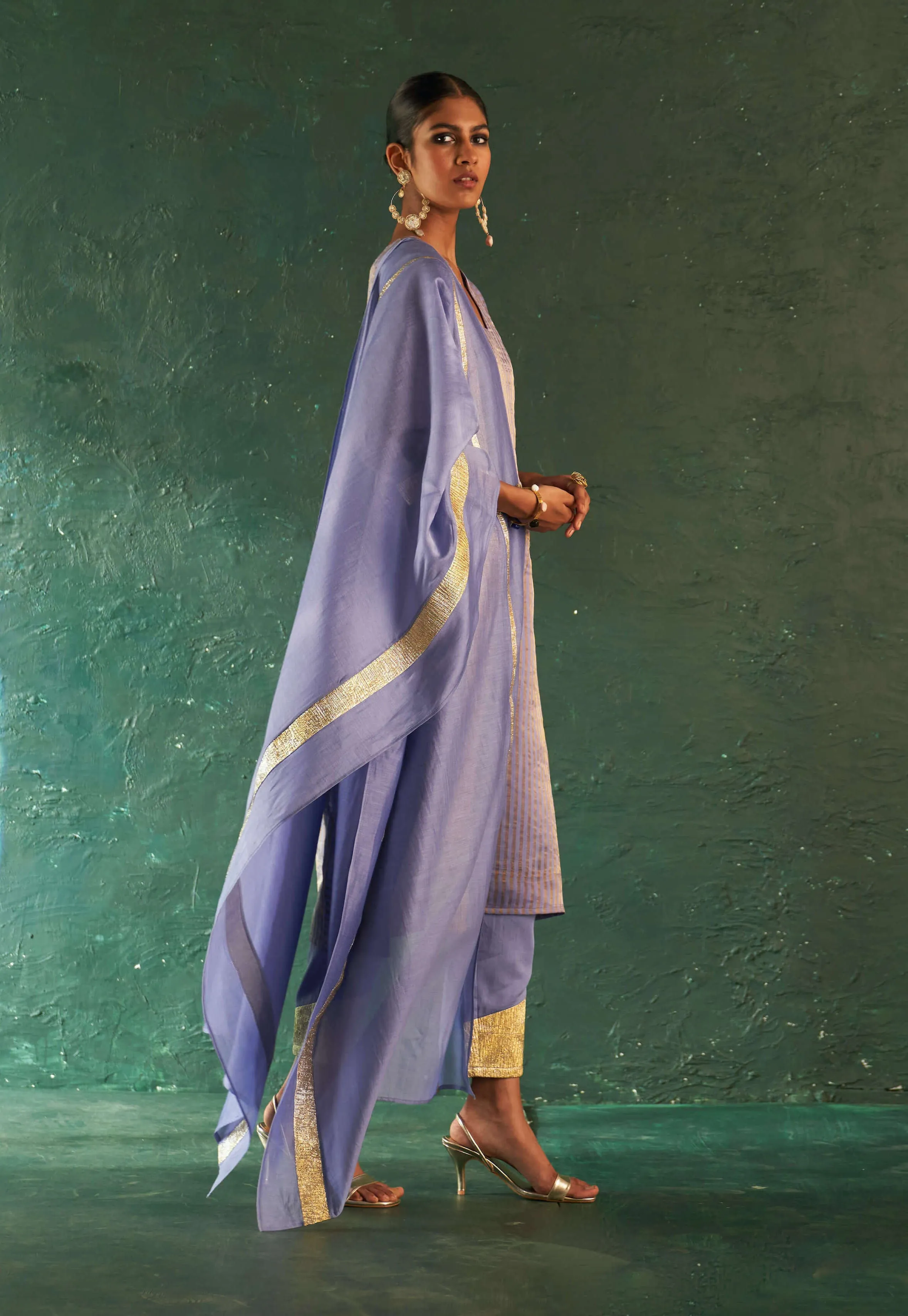 Lavender classic tissue kurta set