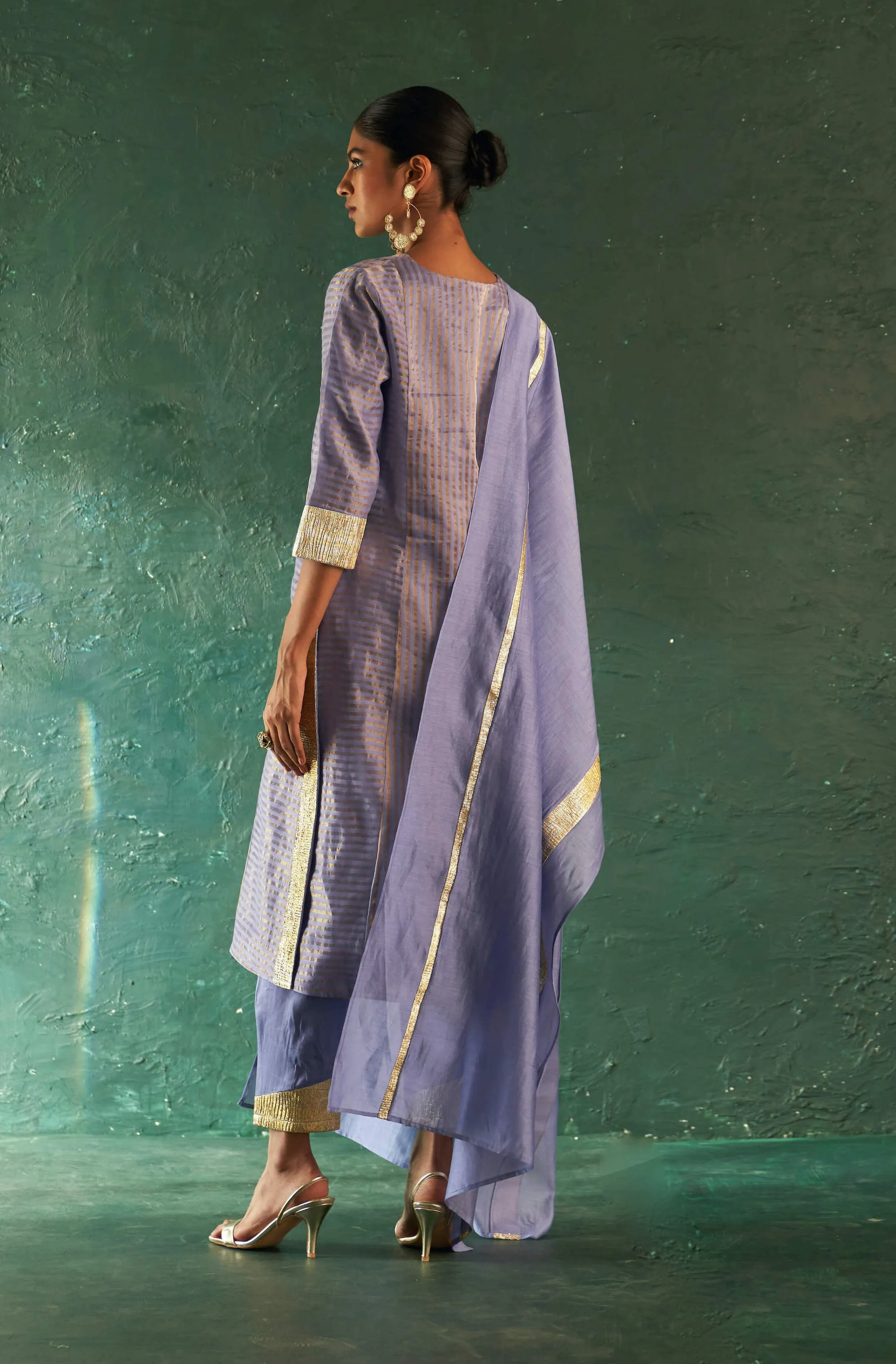 Lavender classic tissue kurta set