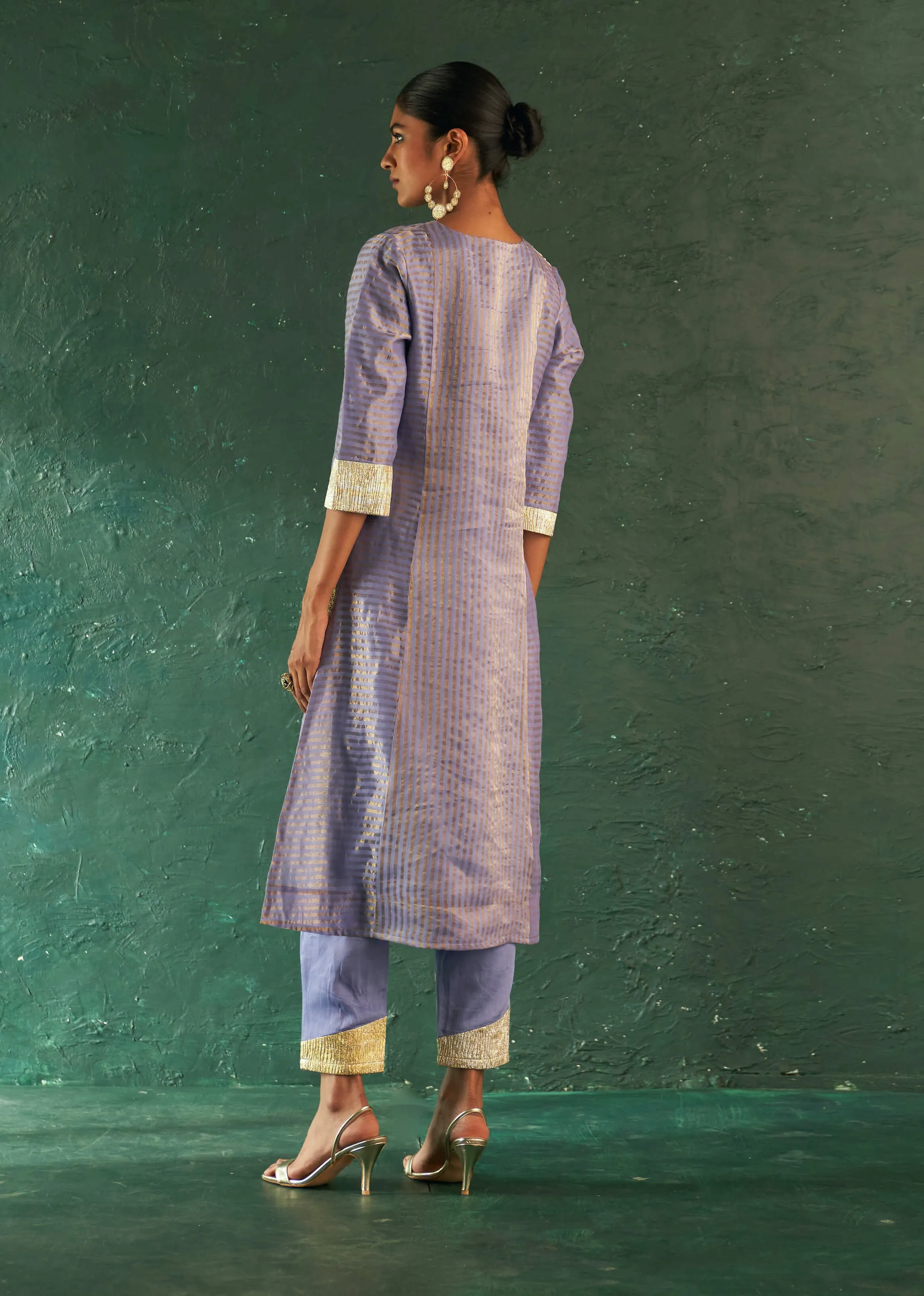 Lavender classic tissue kurta set