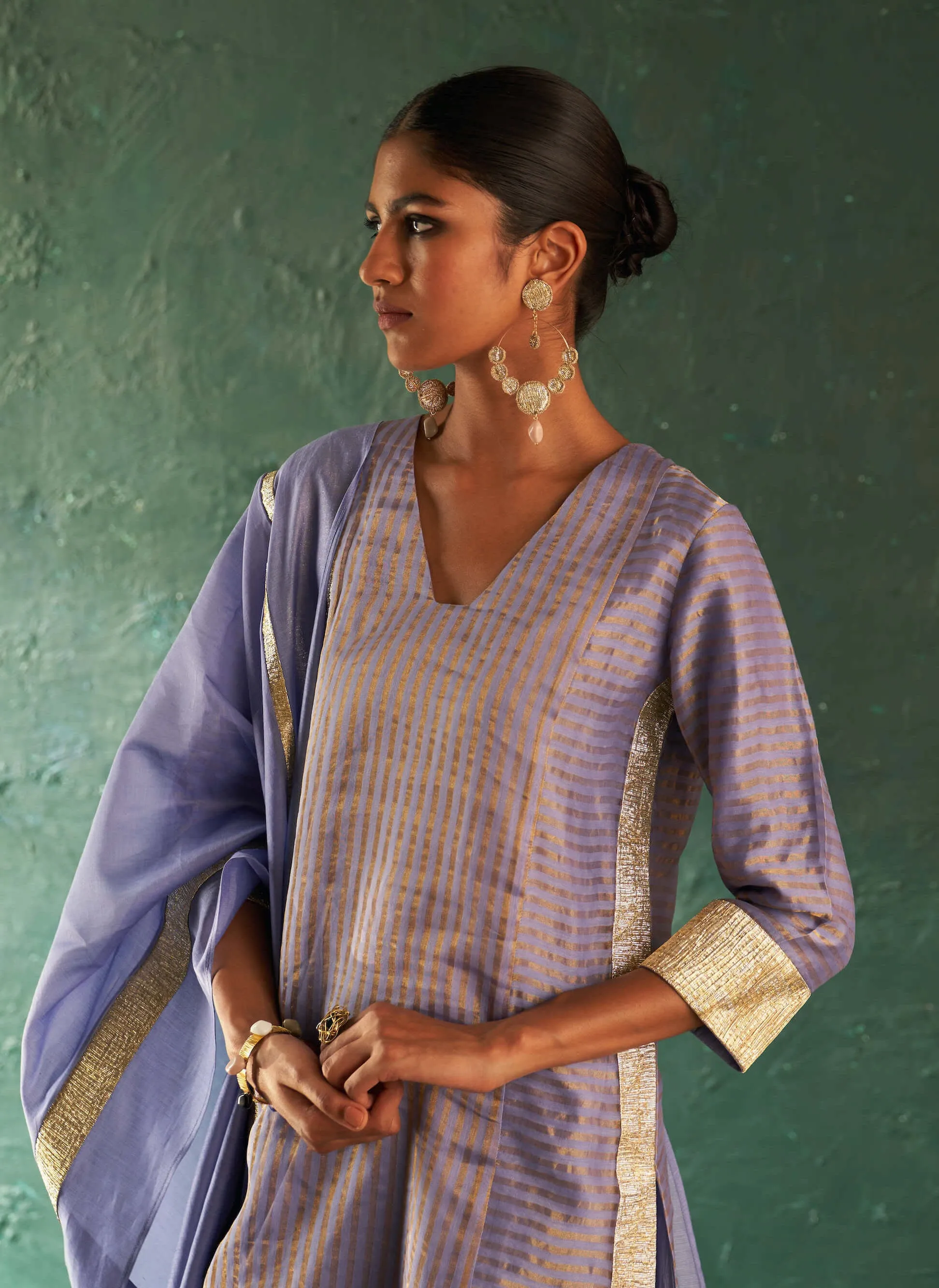 Lavender classic tissue kurta set