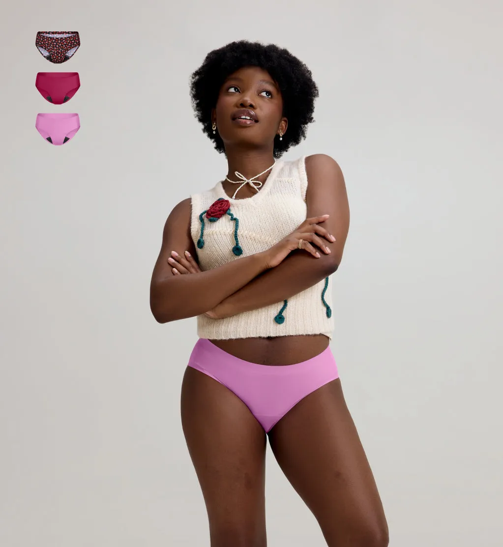 Leakproof UltraThin No-Show Underwear Bikini 3-Pack