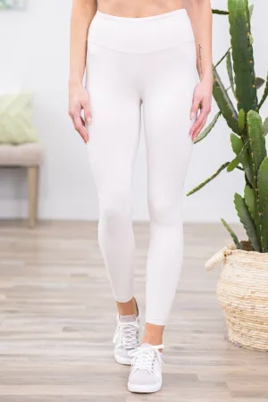 Light Beige Wide Waistband Leggings