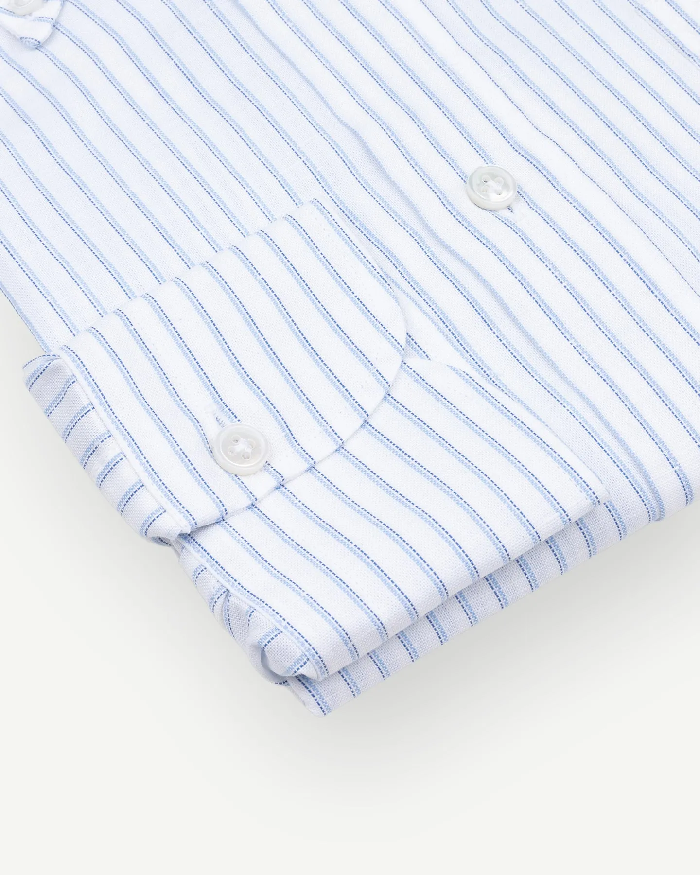 Light Blue Shadow Stripe Cotton Linen Button Down Shirt
