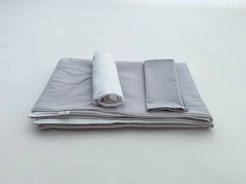 Light Gray and White Toddler Crib Bedding Set
