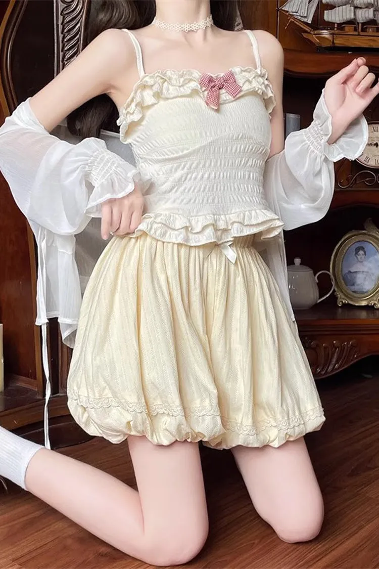 Light Yellow High Waisted Bowknot Sweet Lolita Leggings