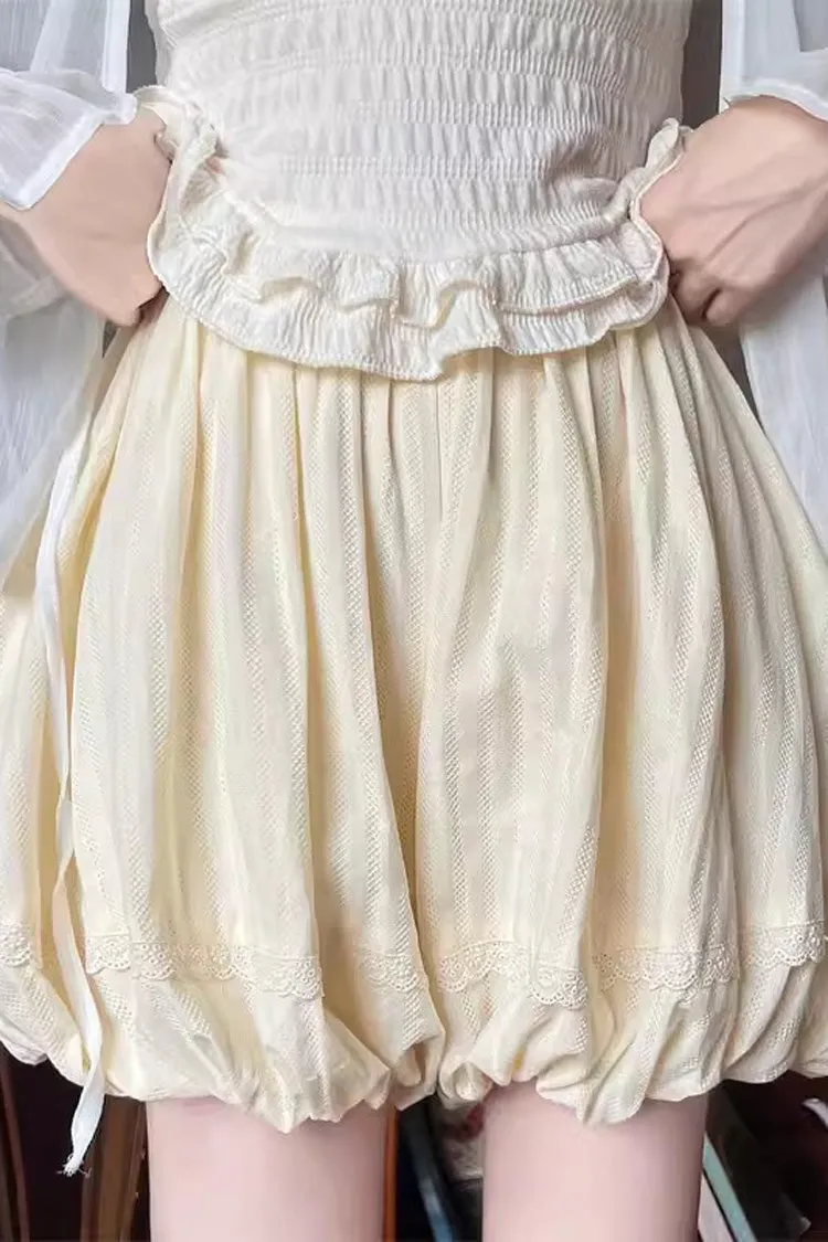 Light Yellow High Waisted Bowknot Sweet Lolita Leggings