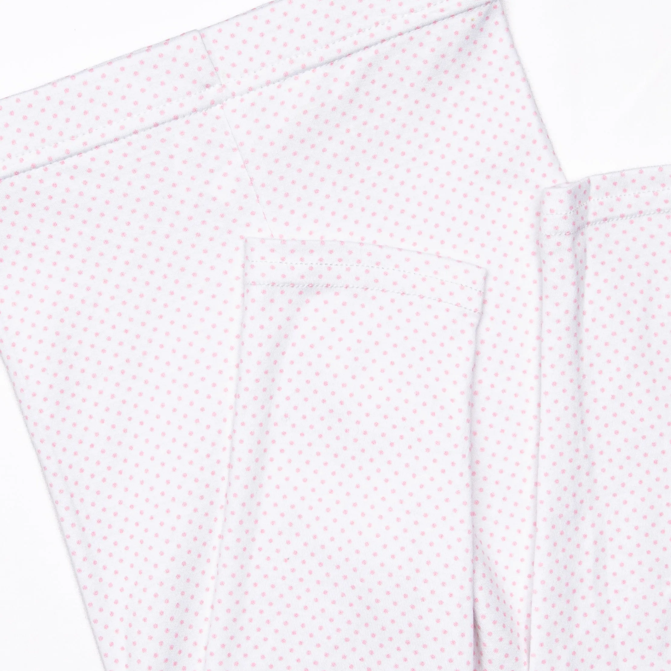Lillie Flutter Pima Legging Set, Pink Bitty Dot