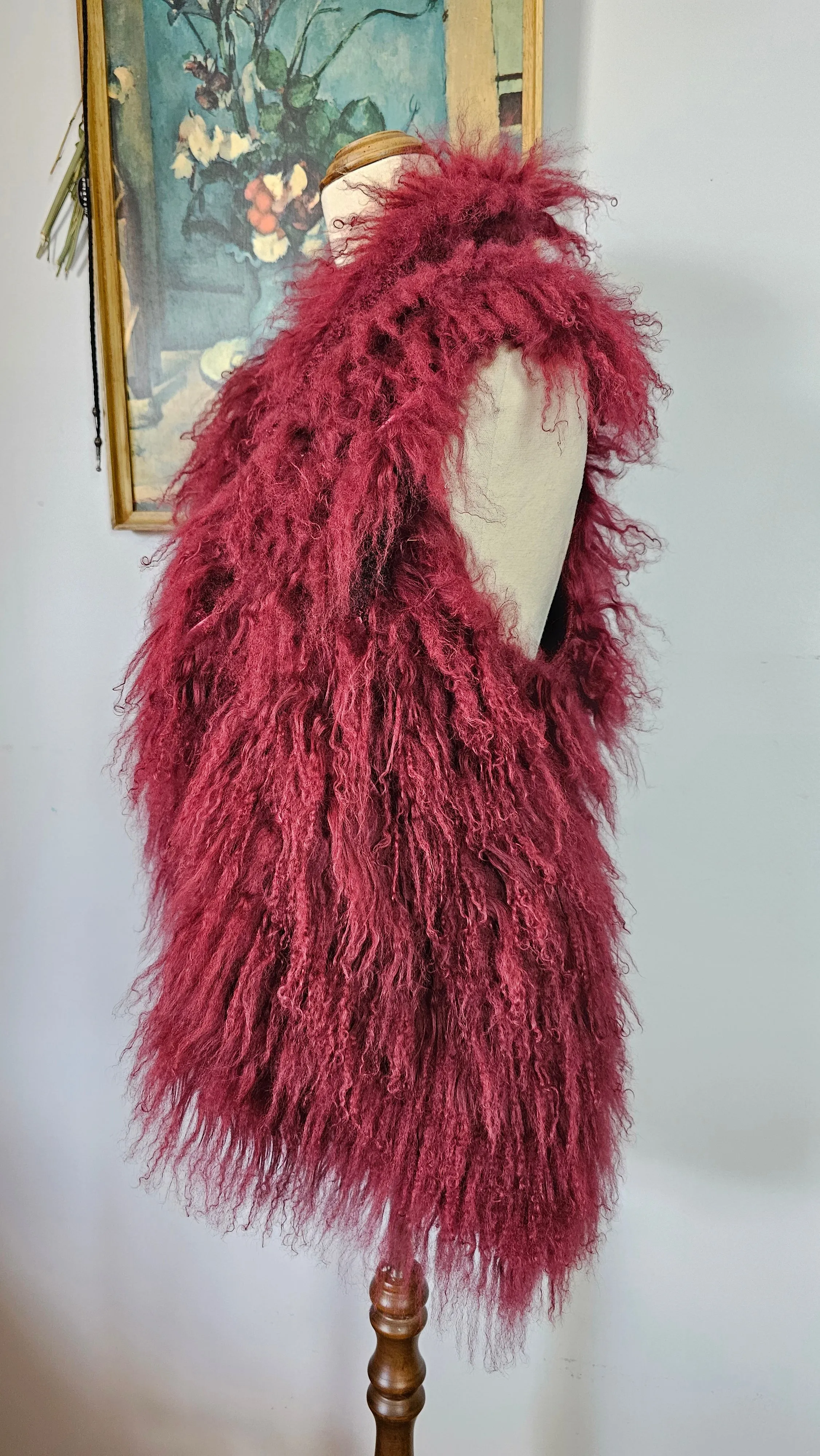 LILYA Mongolian Lamb Fur Vest – Plum, M RARE
