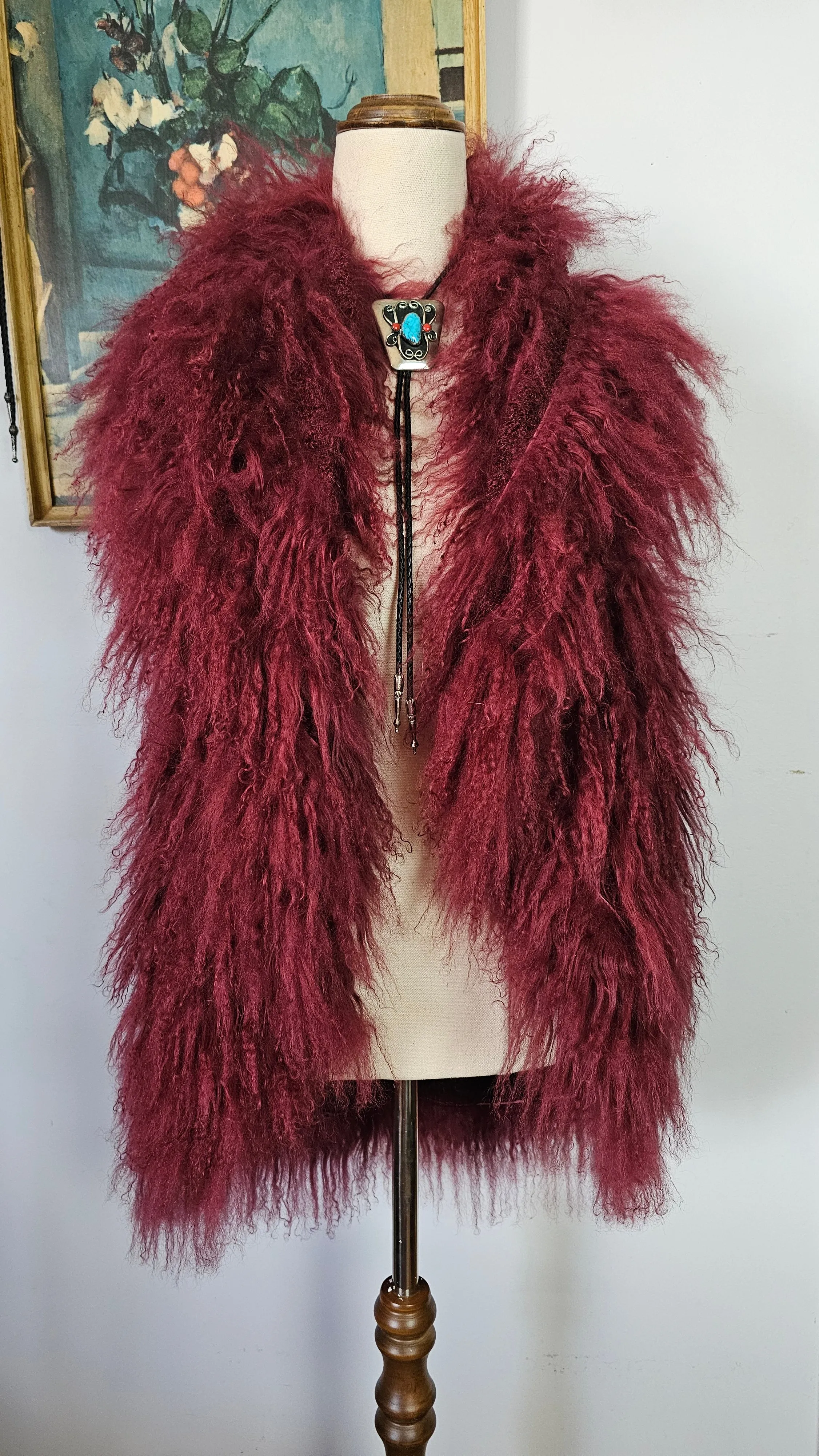 LILYA Mongolian Lamb Fur Vest – Plum, M RARE
