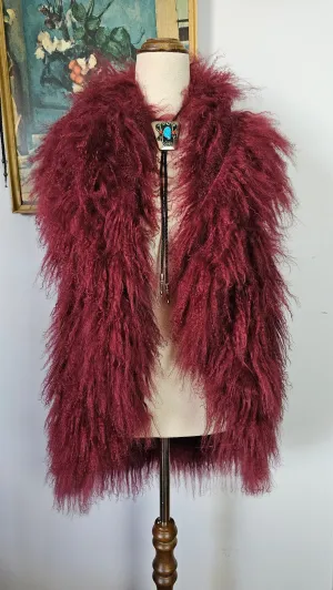 LILYA Mongolian Lamb Fur Vest – Plum, M RARE