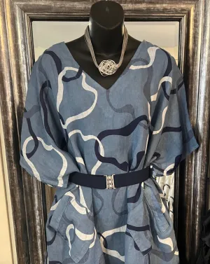 Linen Abstract V-Neck Tunic 2 colours