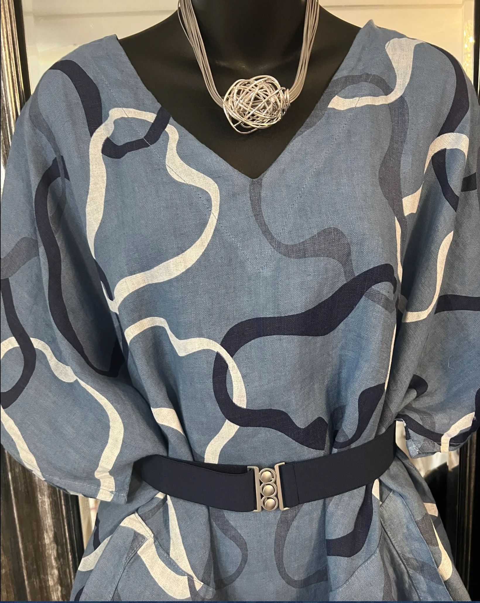 Linen Abstract V-Neck Tunic 2 colours