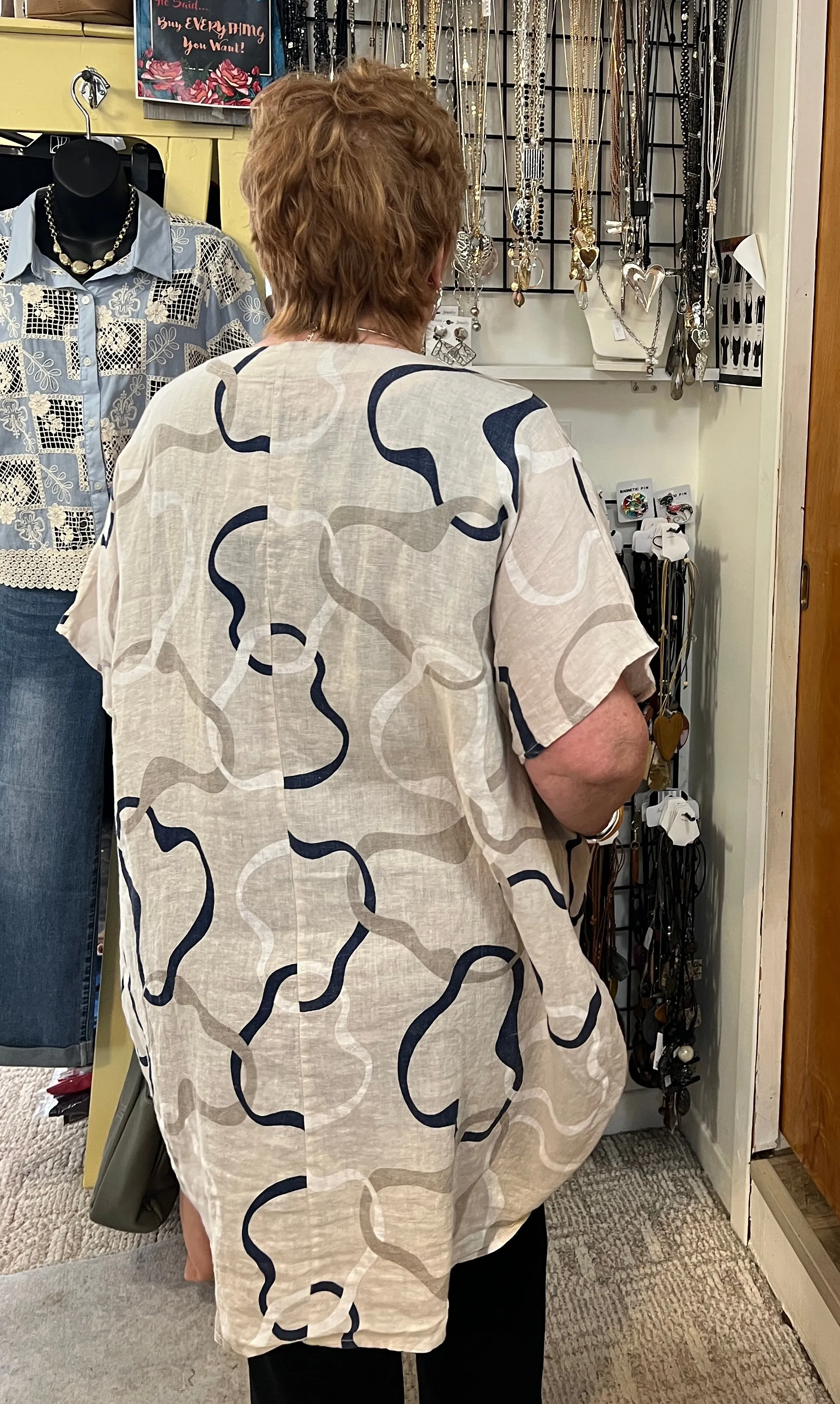 Linen Abstract V-Neck Tunic 2 colours