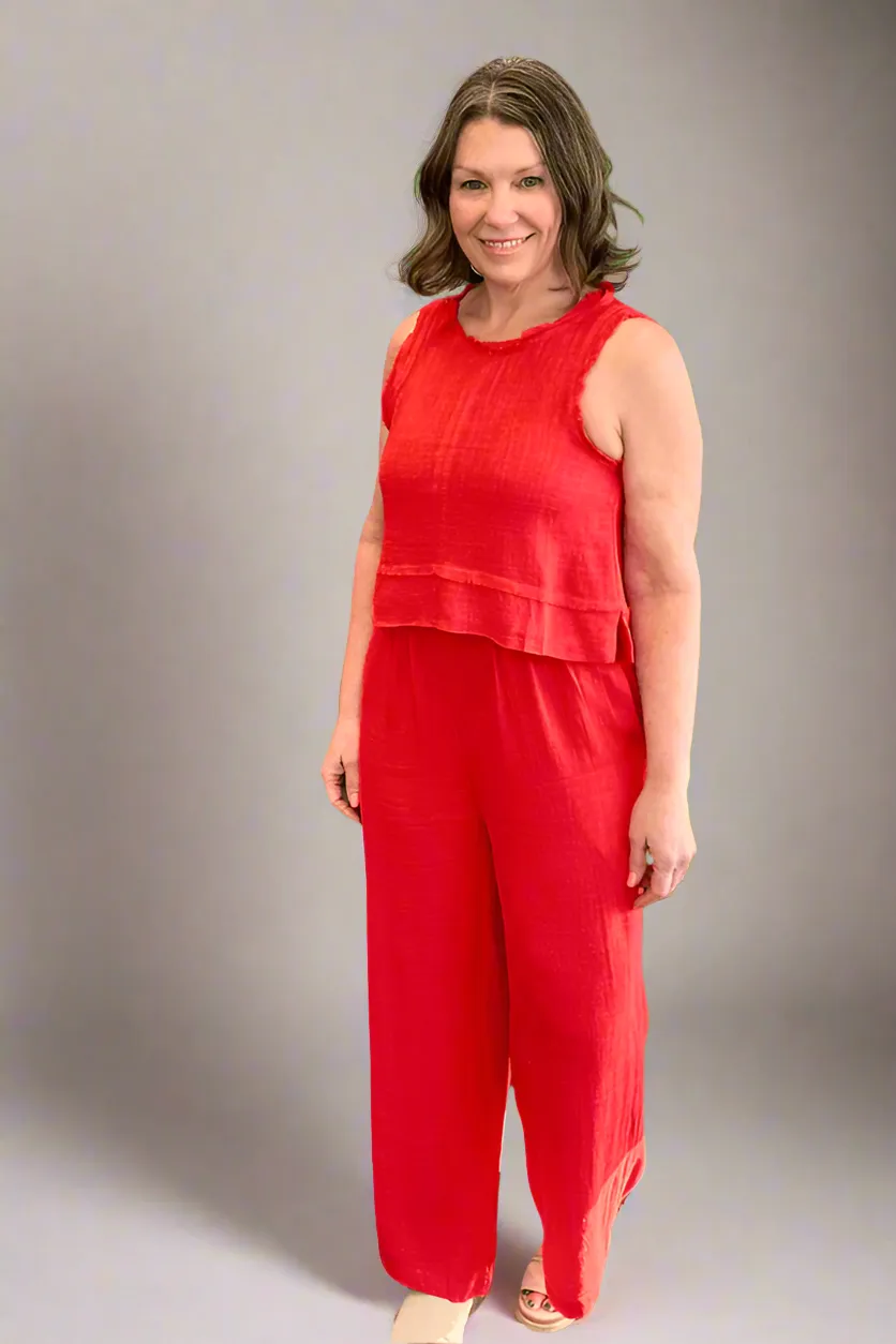 Linen Tank Wide Leg Set