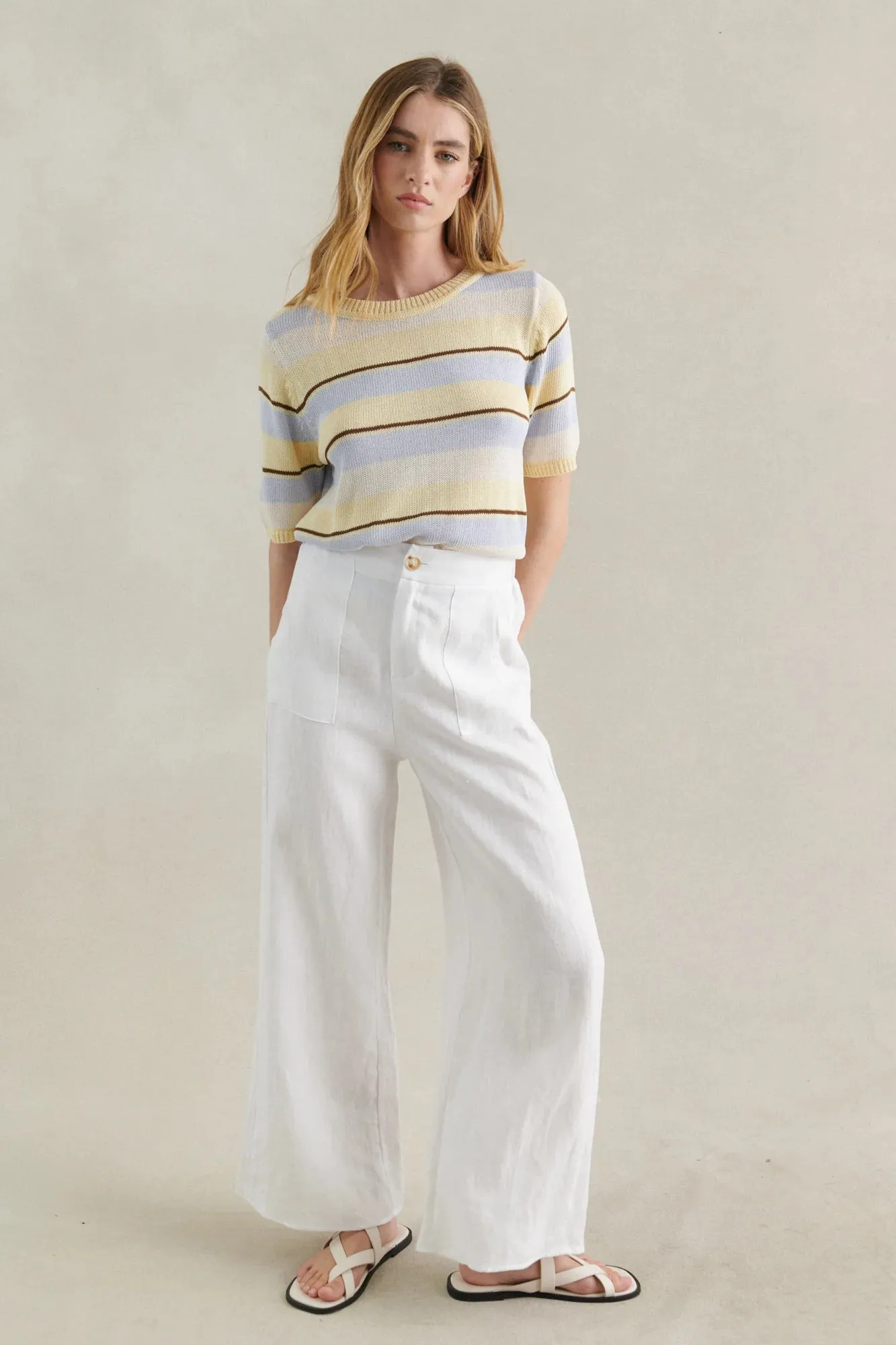 Little LIes Jude White Linen Pants
