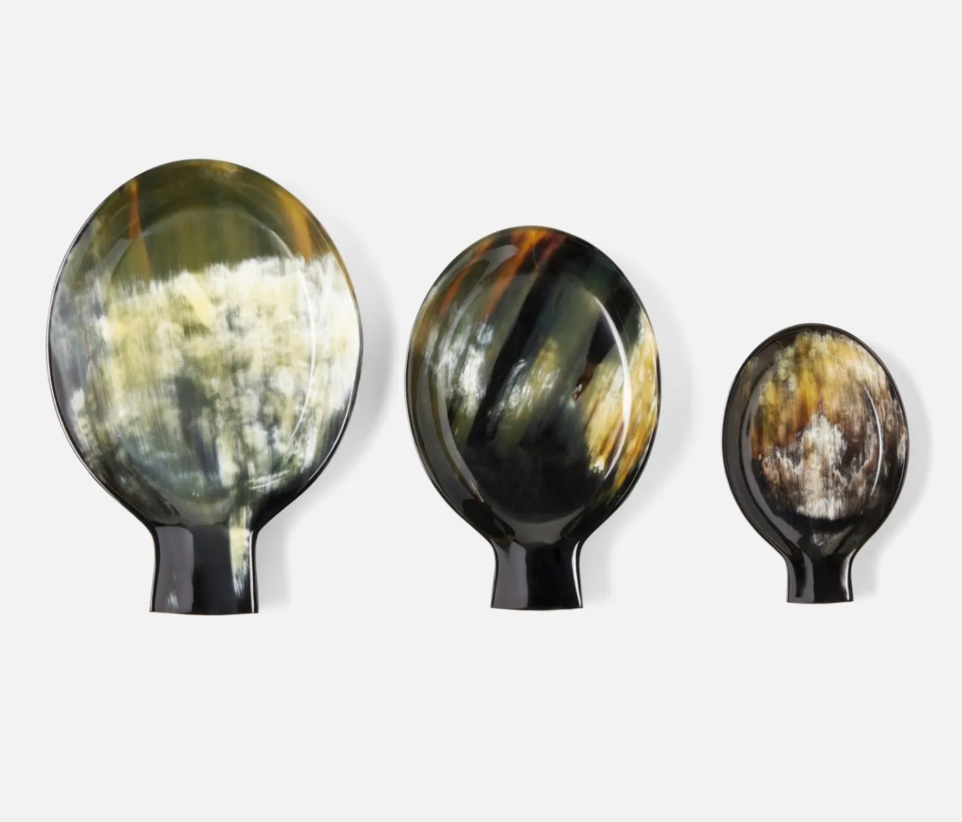 Lorant Mixed Black Horn Spoon Rests, Set/3