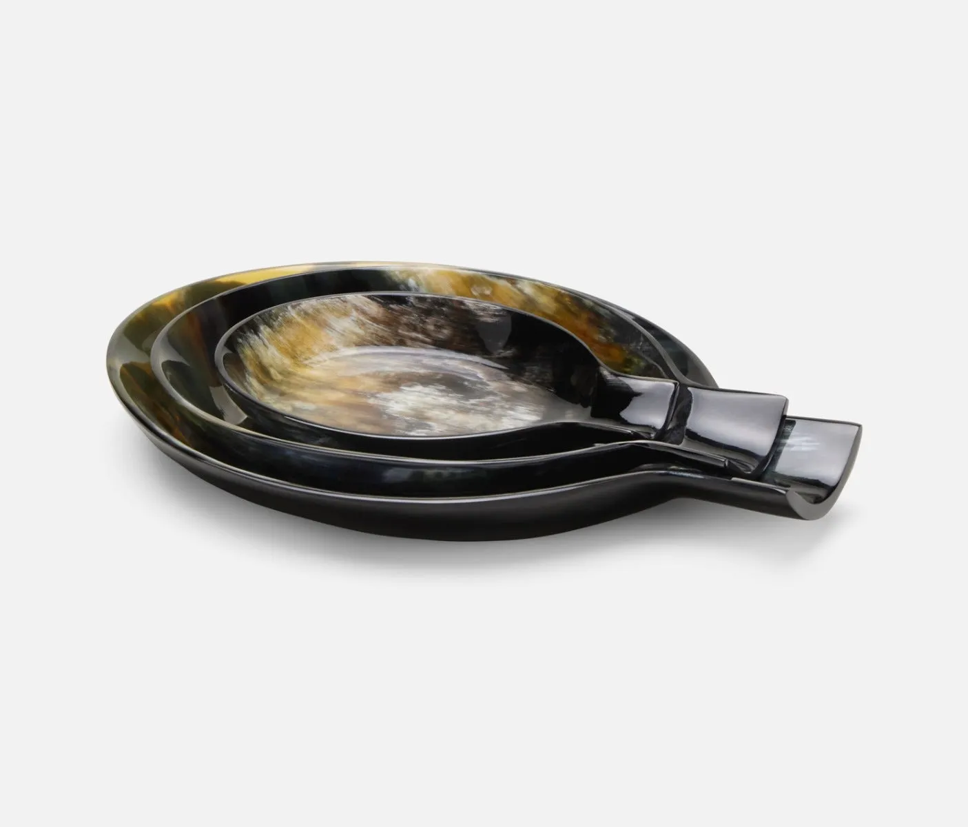 Lorant Mixed Black Horn Spoon Rests, Set/3
