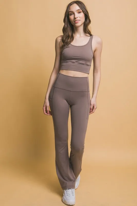 Love Tree High Waist Flare Active Leggings with Side Pockets