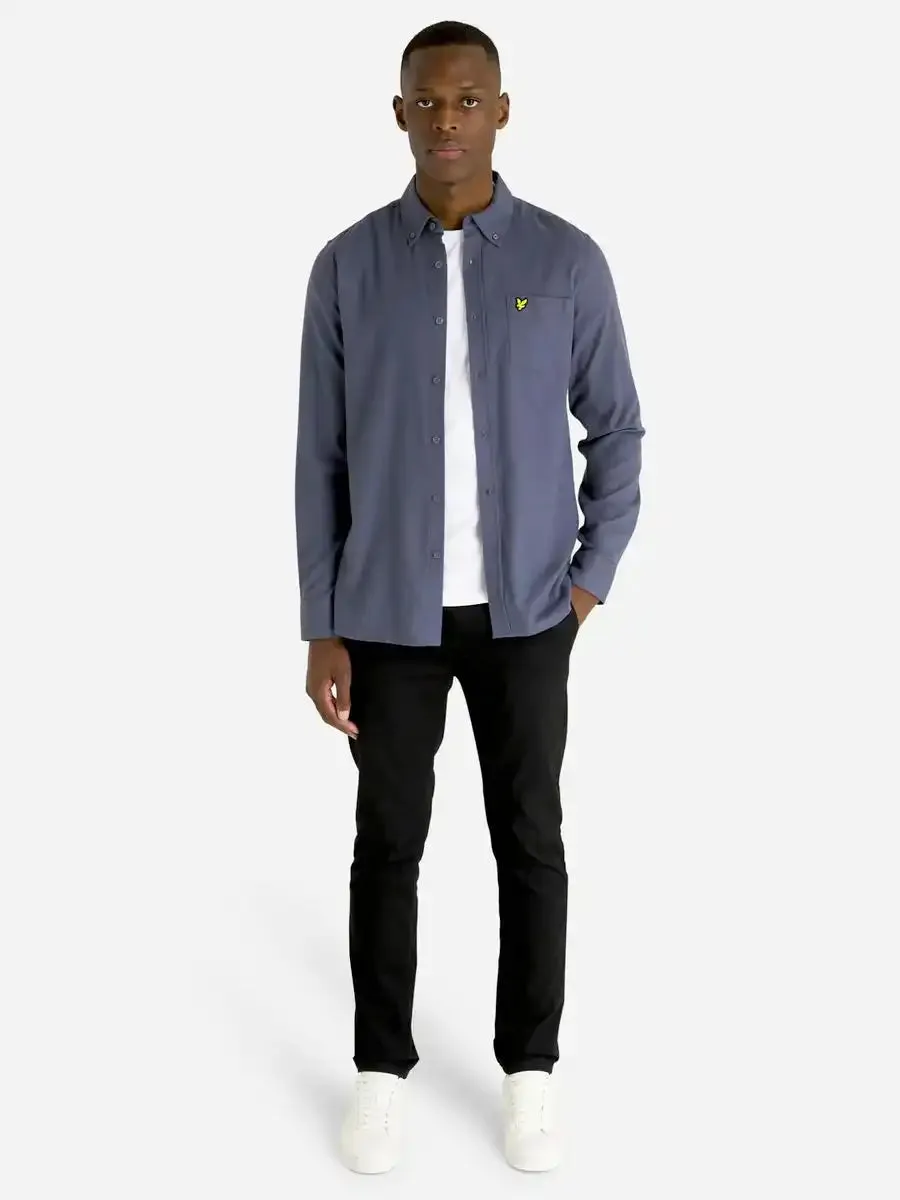 Lyle & Scott Mens Plain Flannel Shirt Gunmetal Grey