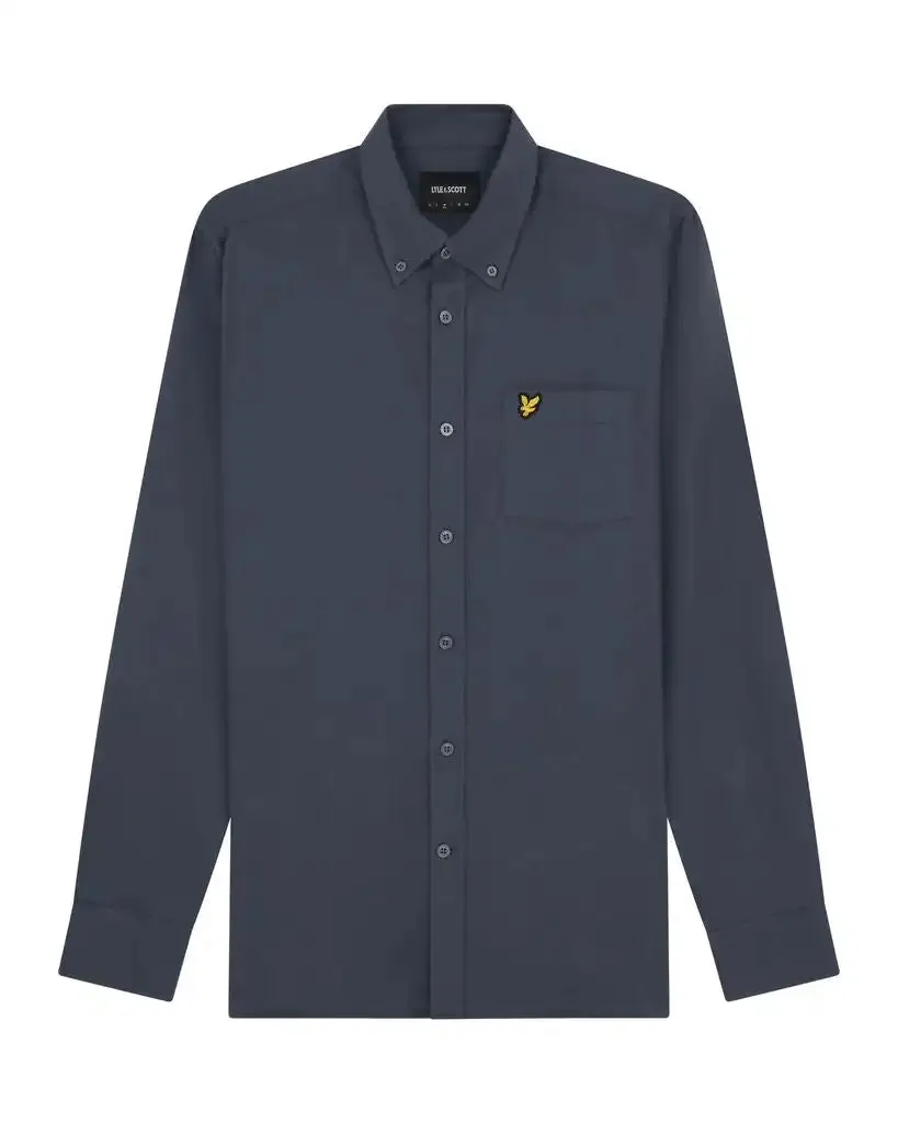 Lyle & Scott Mens Plain Flannel Shirt Gunmetal Grey