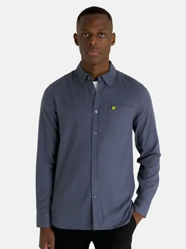 Lyle & Scott Mens Plain Flannel Shirt Gunmetal Grey