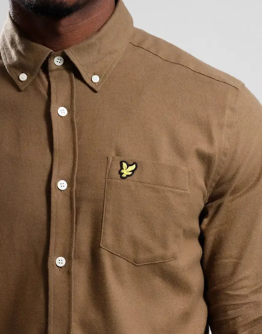 Lyle & Scott Mens Plain Flannel Shirt Wild Nettle