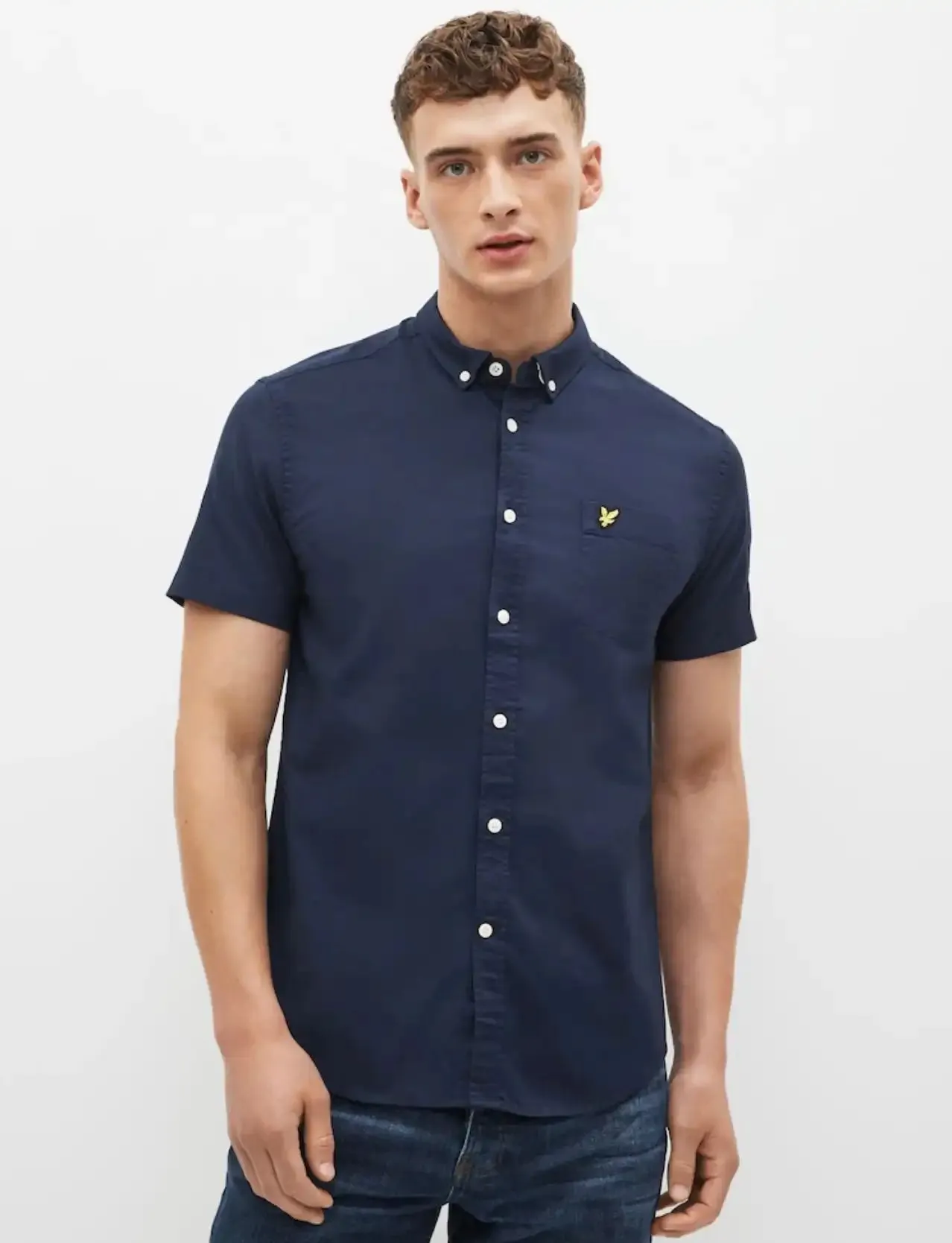 Lyle & Scott Mens Short Sleeve Oxford Shirt Navy
