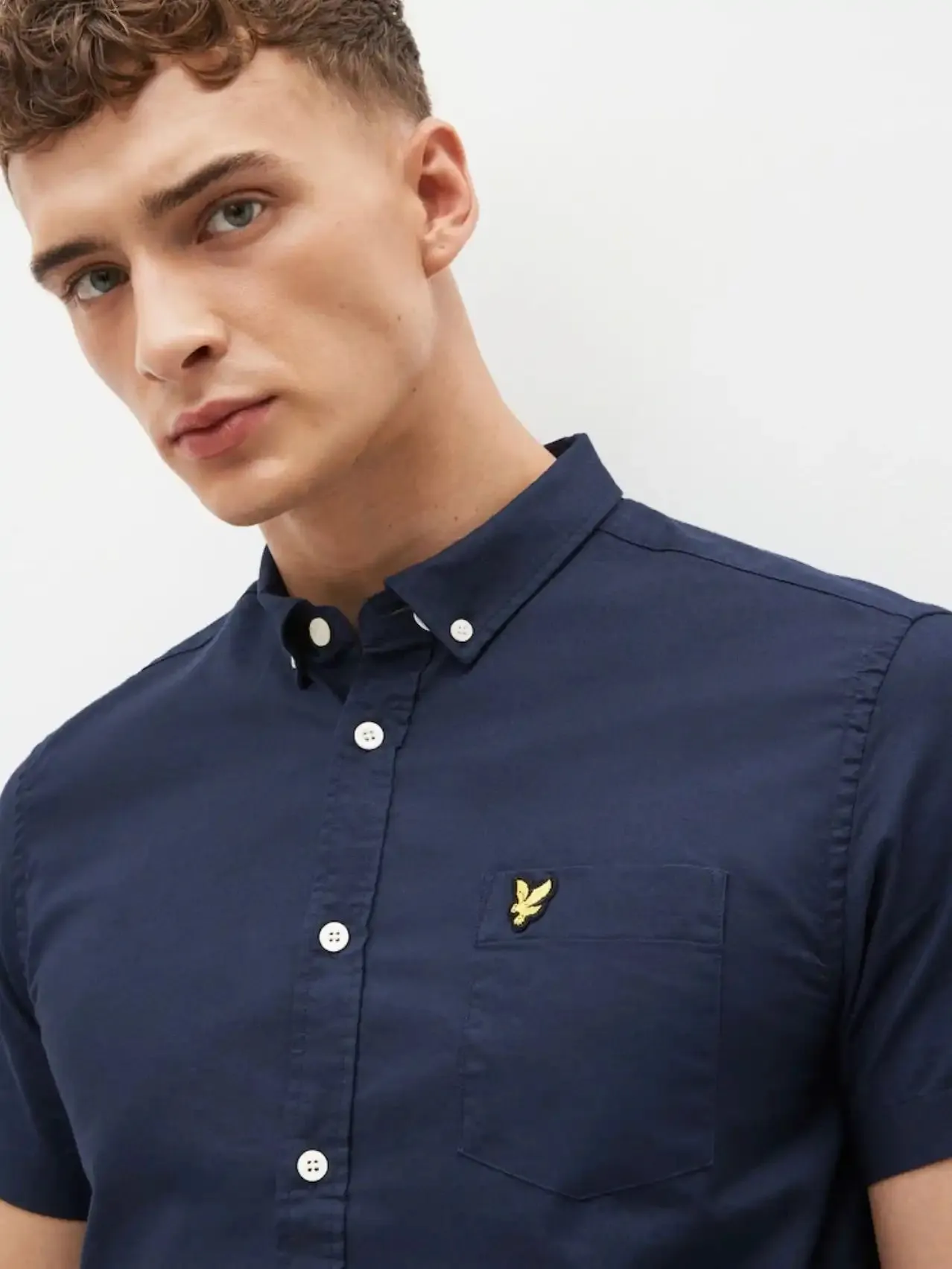 Lyle & Scott Mens Short Sleeve Oxford Shirt Navy