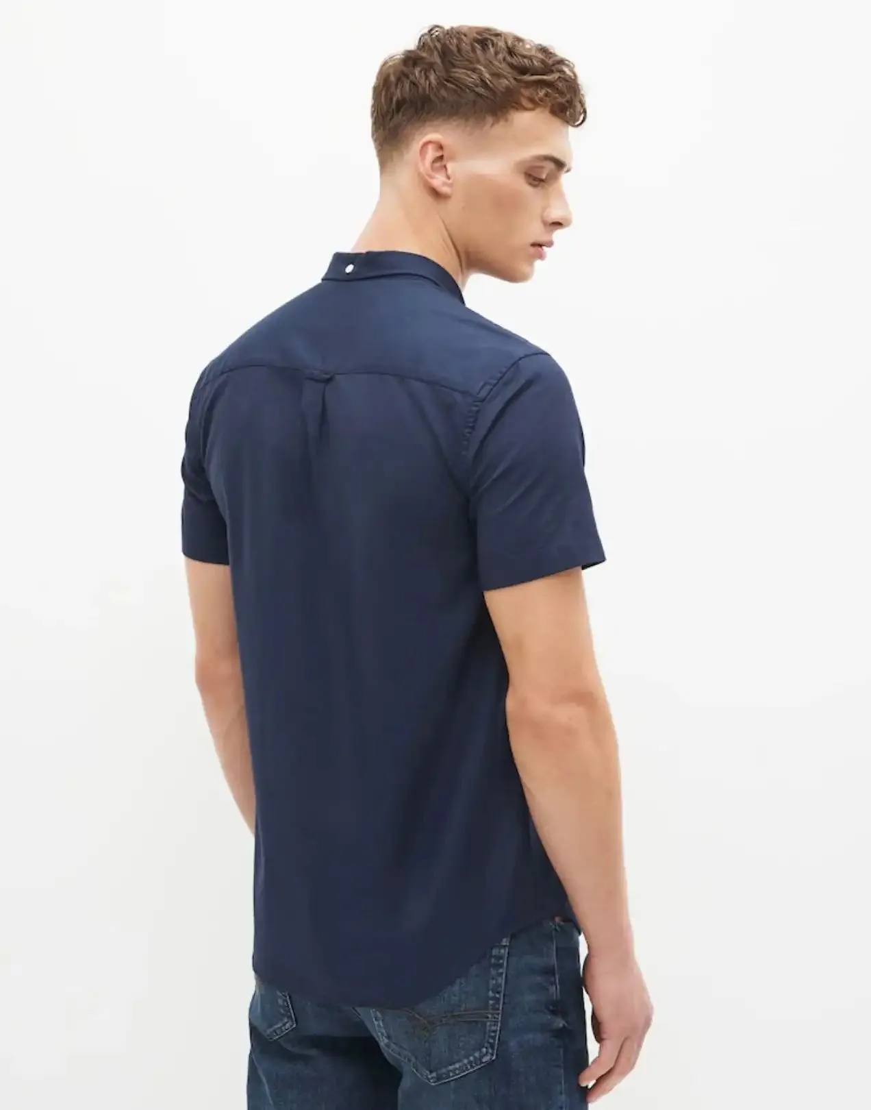 Lyle & Scott Mens Short Sleeve Oxford Shirt Navy