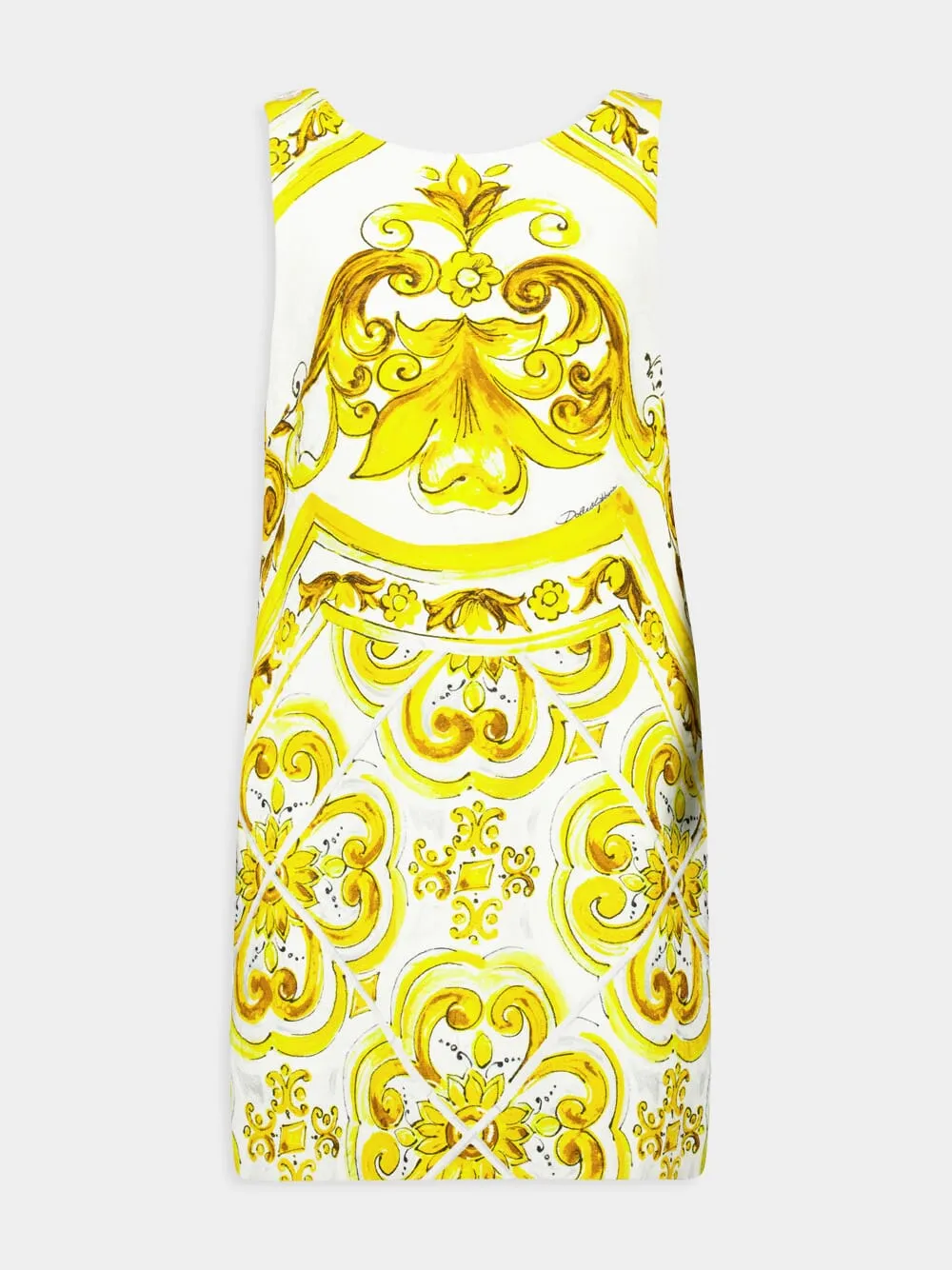 Majolica-Print Brocade Mini Dress