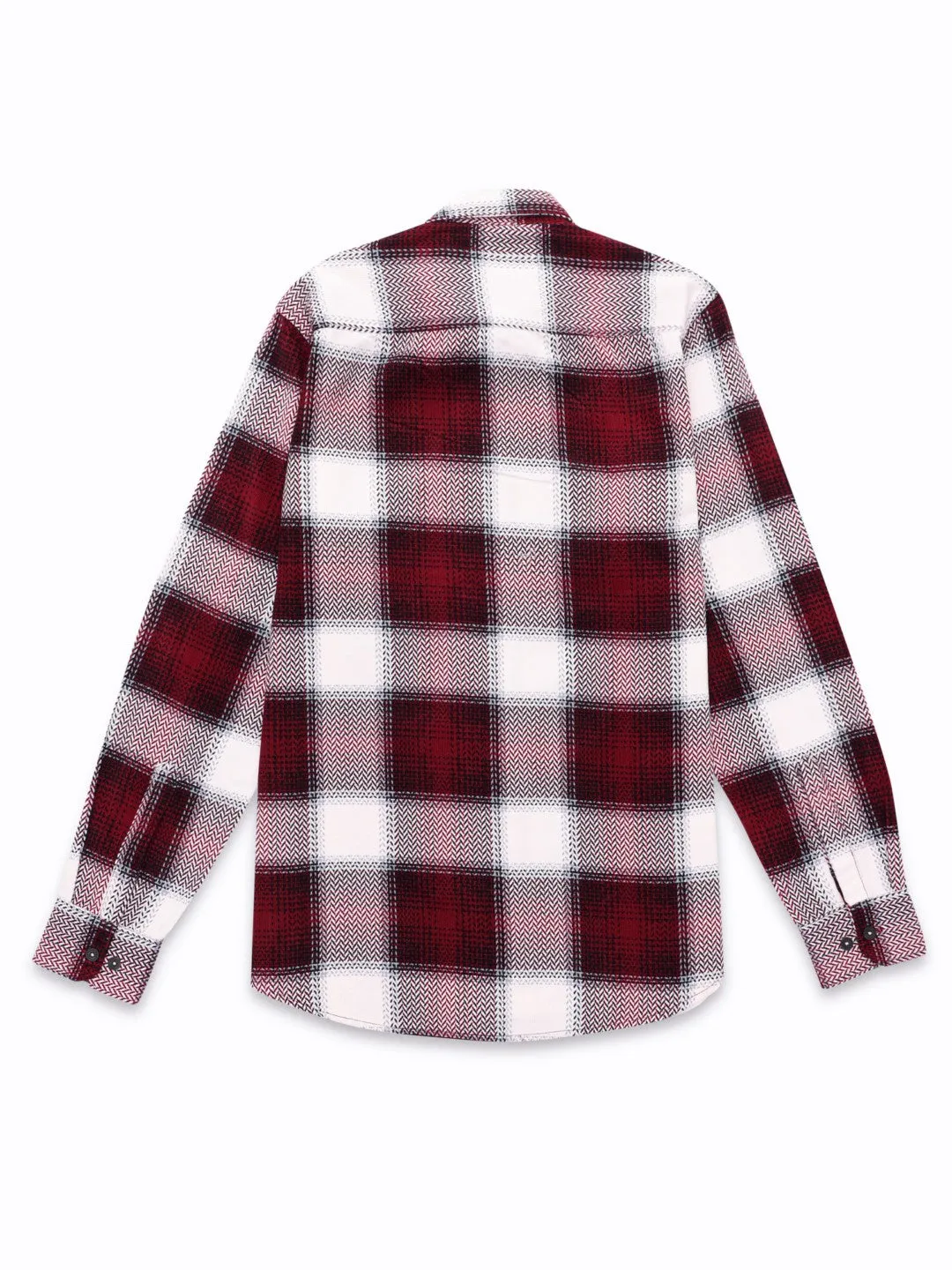Maroon Corduroy Flannel Checks Shirt