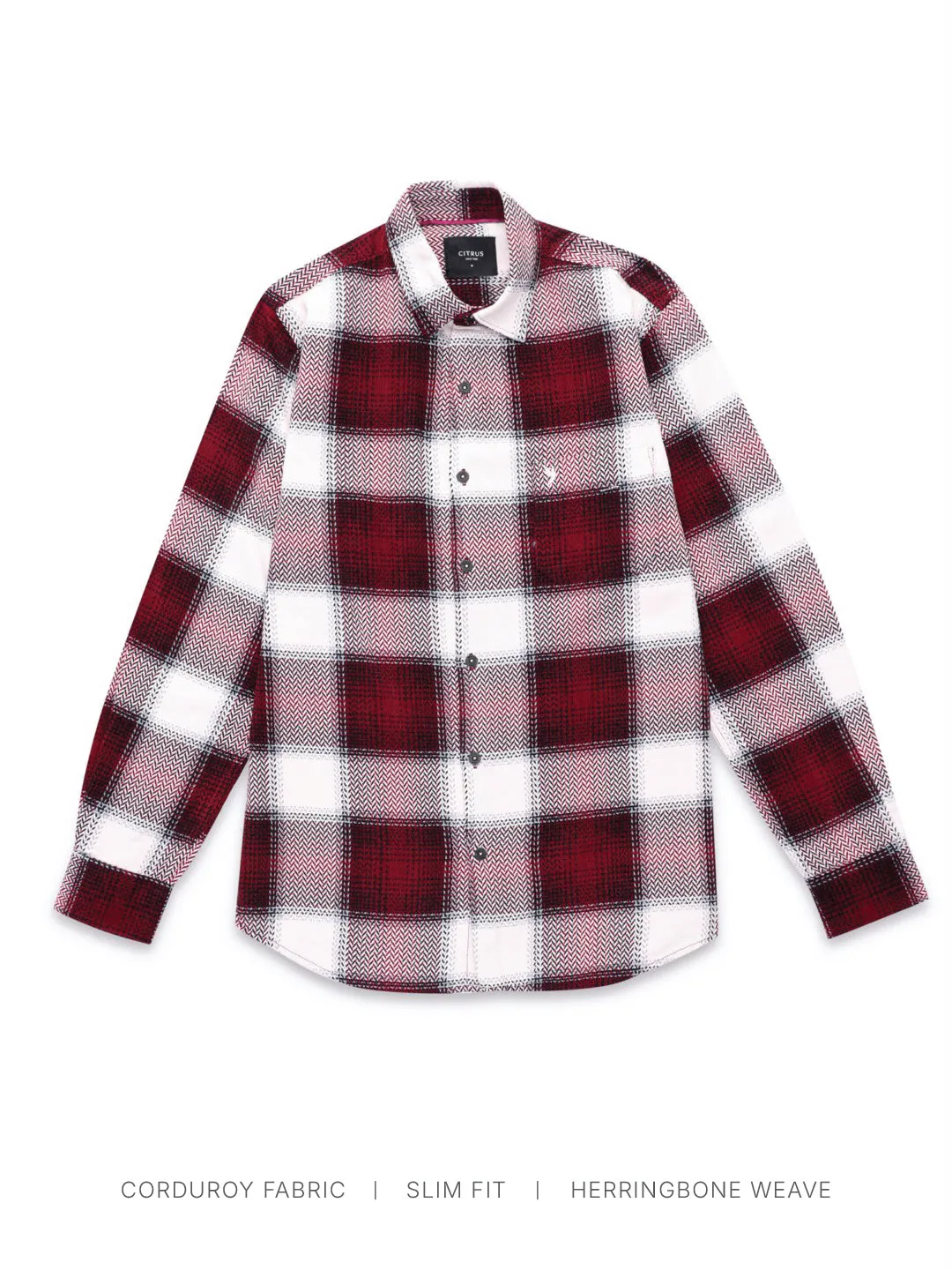 Maroon Corduroy Flannel Checks Shirt