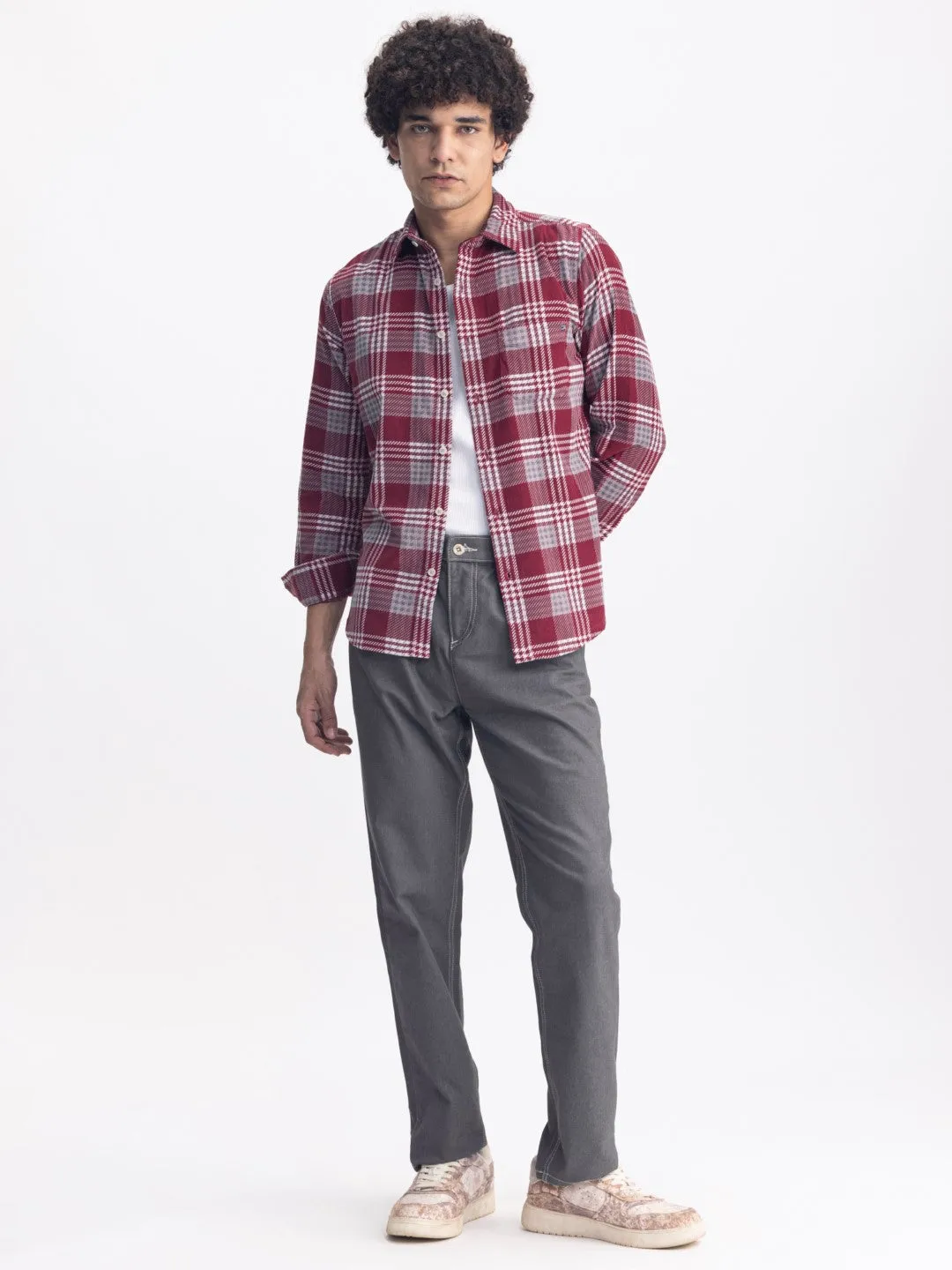 Maroon Flannel Corduroy Shirt