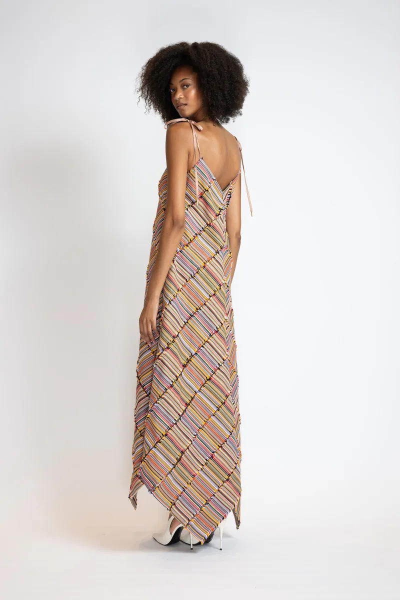 Mashru Jacquard And Tulle Panelled Trapeze Dress