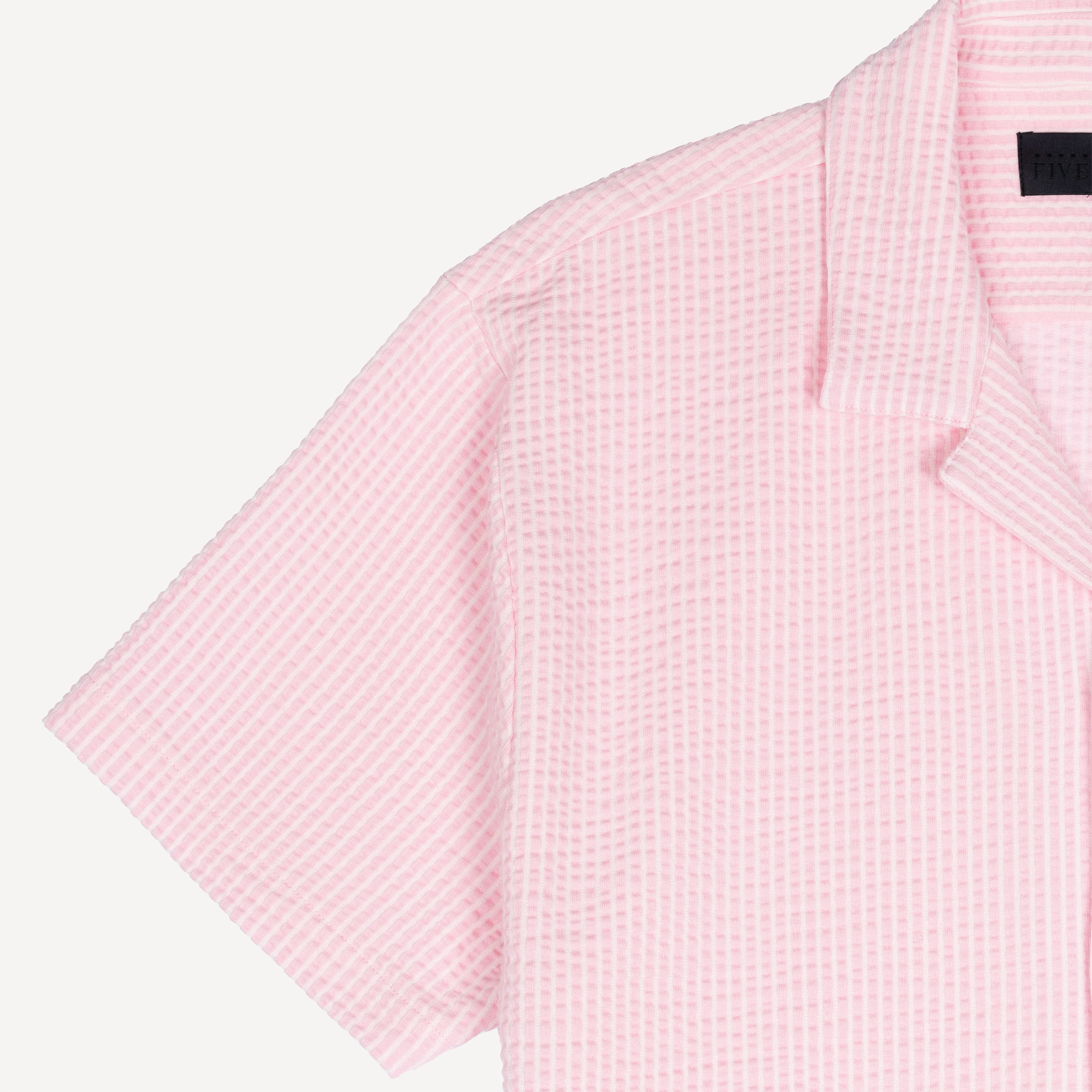 Mens Cool Knit Seersucker Camp Shirt - Parfait Pink