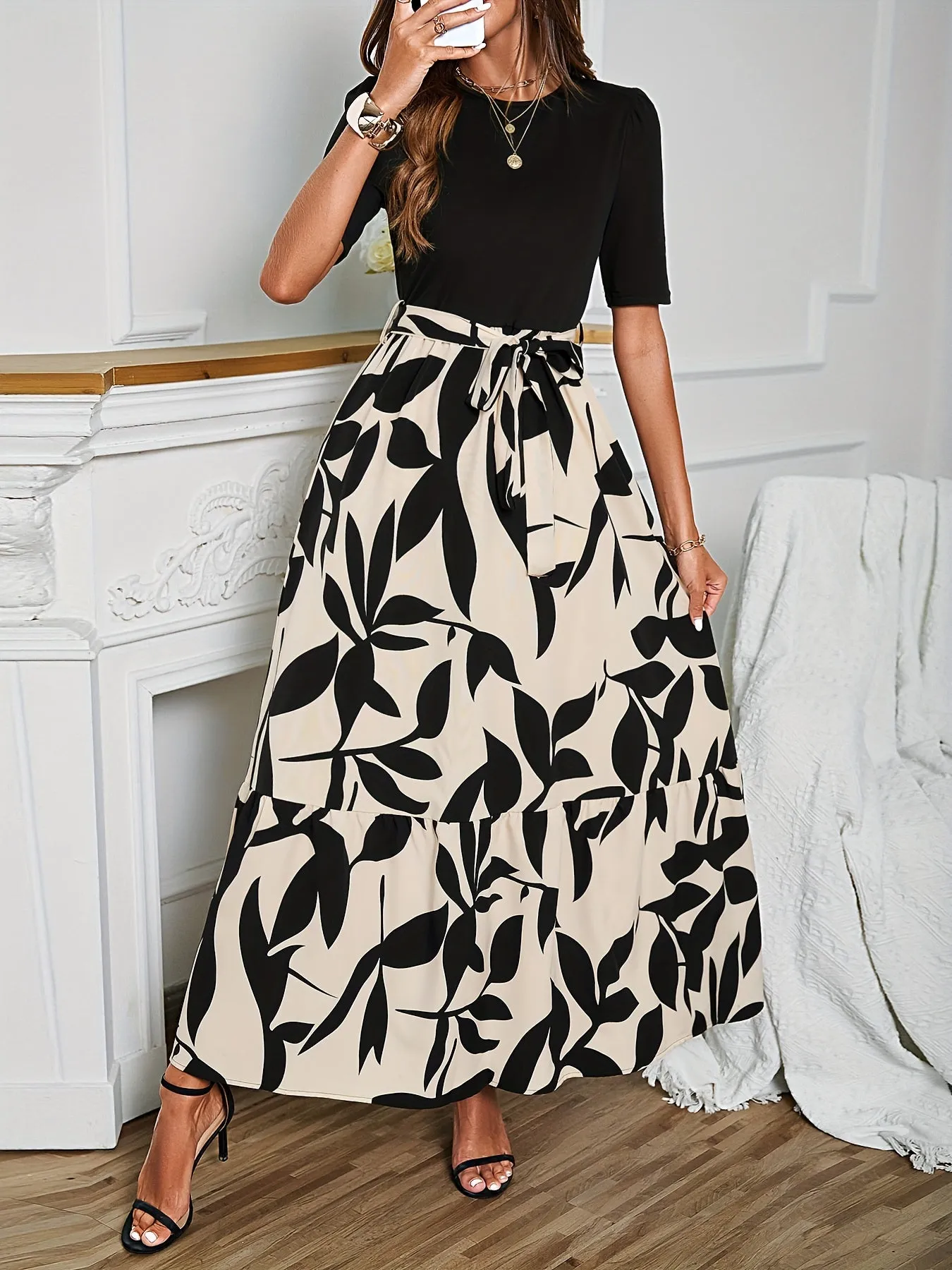 Mina | Elegant Floral Short Sleeve Dress