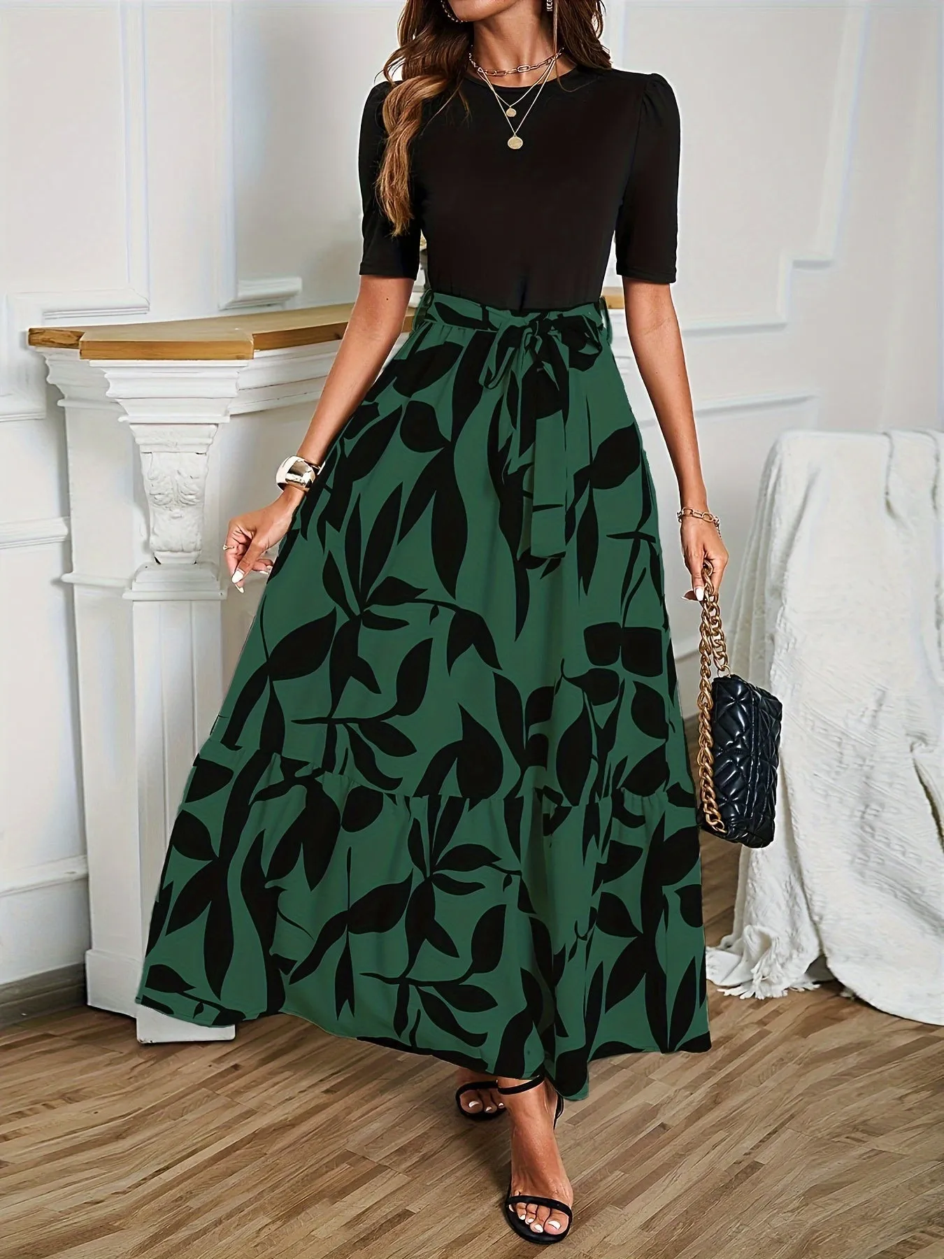 Mina | Elegant Floral Short Sleeve Dress