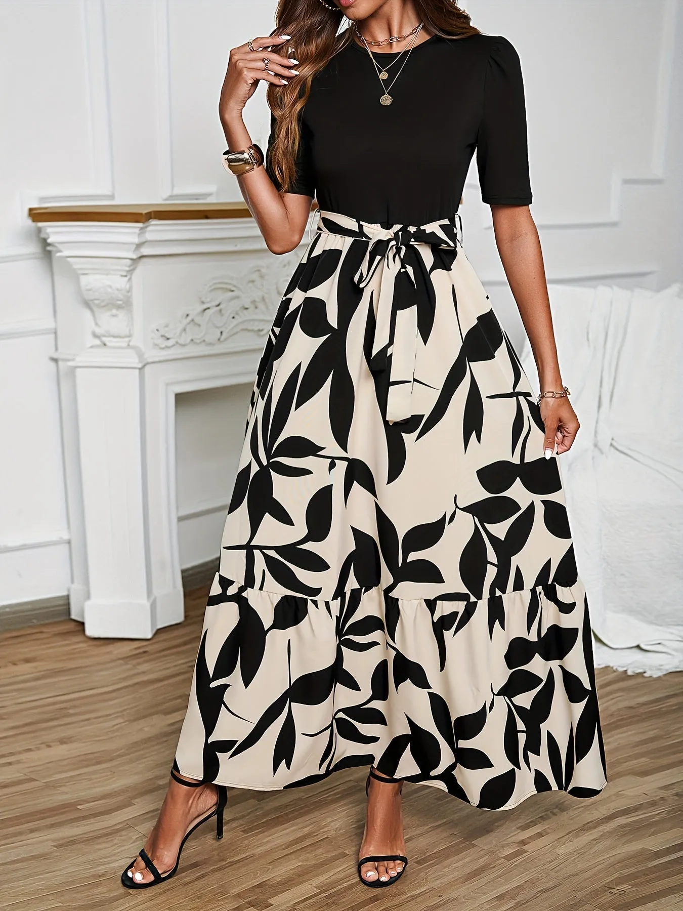 Mina | Elegant Floral Short Sleeve Dress