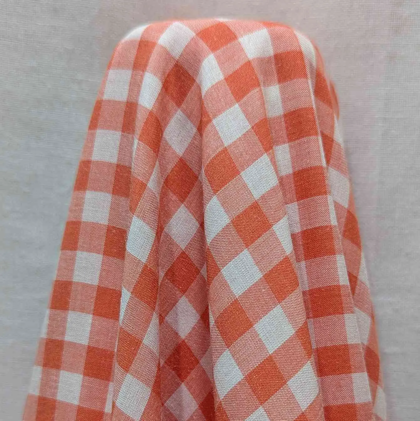Modal Silk Gingham, Tangerine
