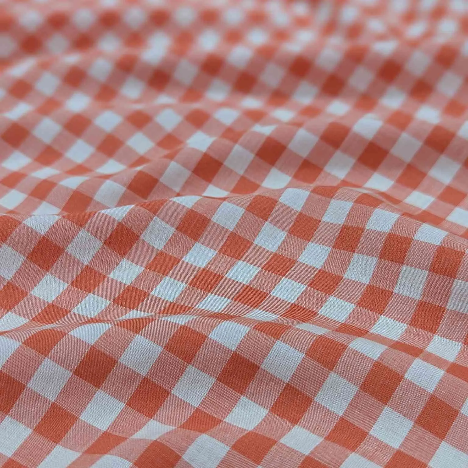 Modal Silk Gingham, Tangerine