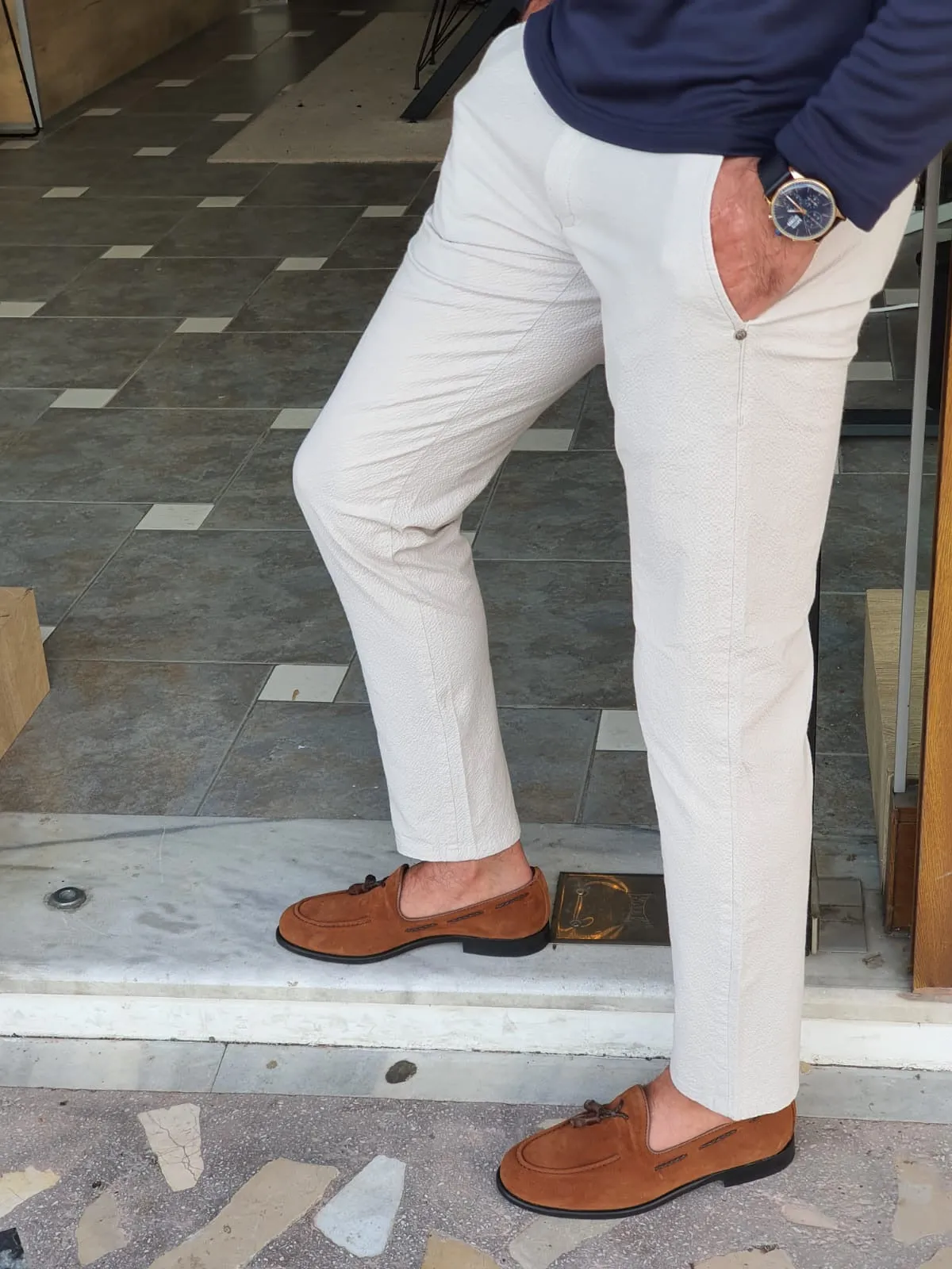 Montreal White Slim Fit Cotton Pants for Ultimate Versatility