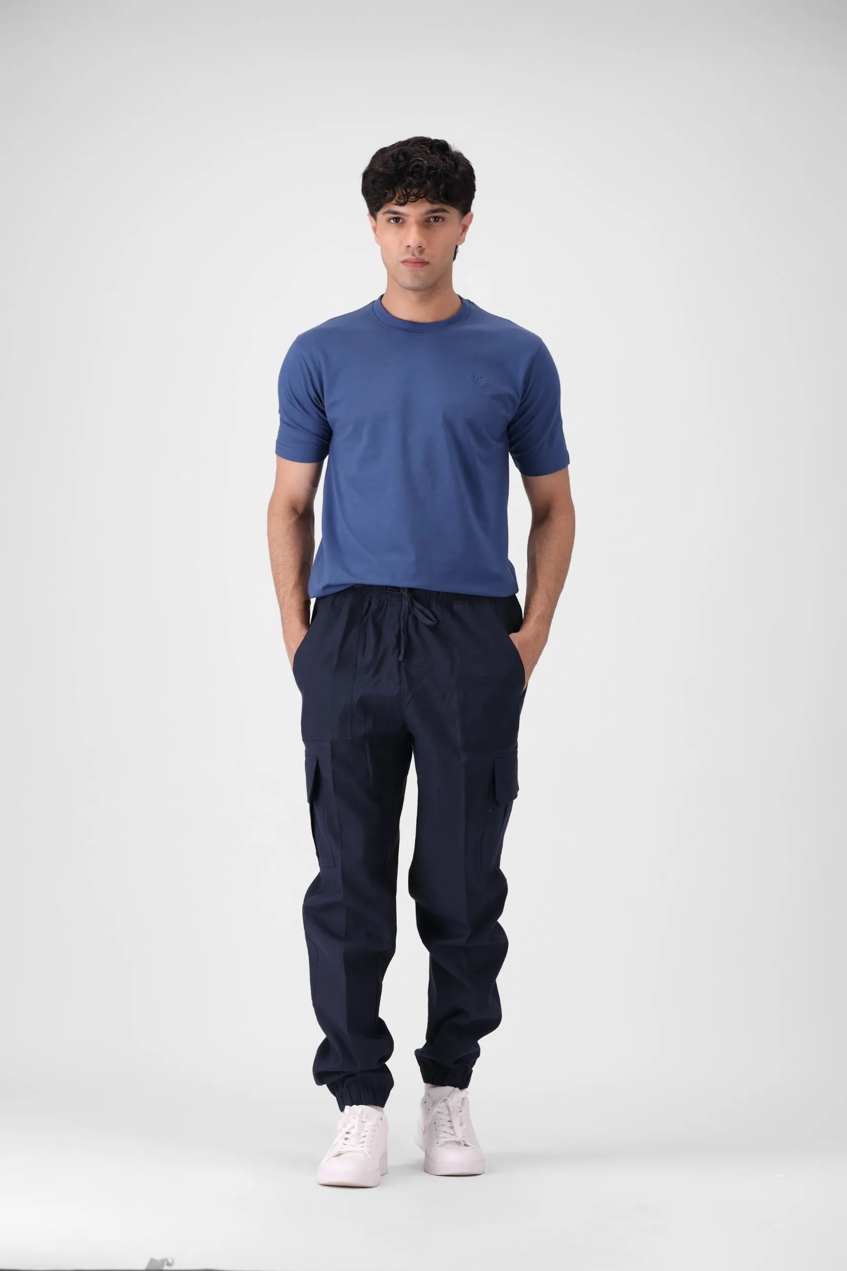 Navy Blue Stright Fit Cargo Pants