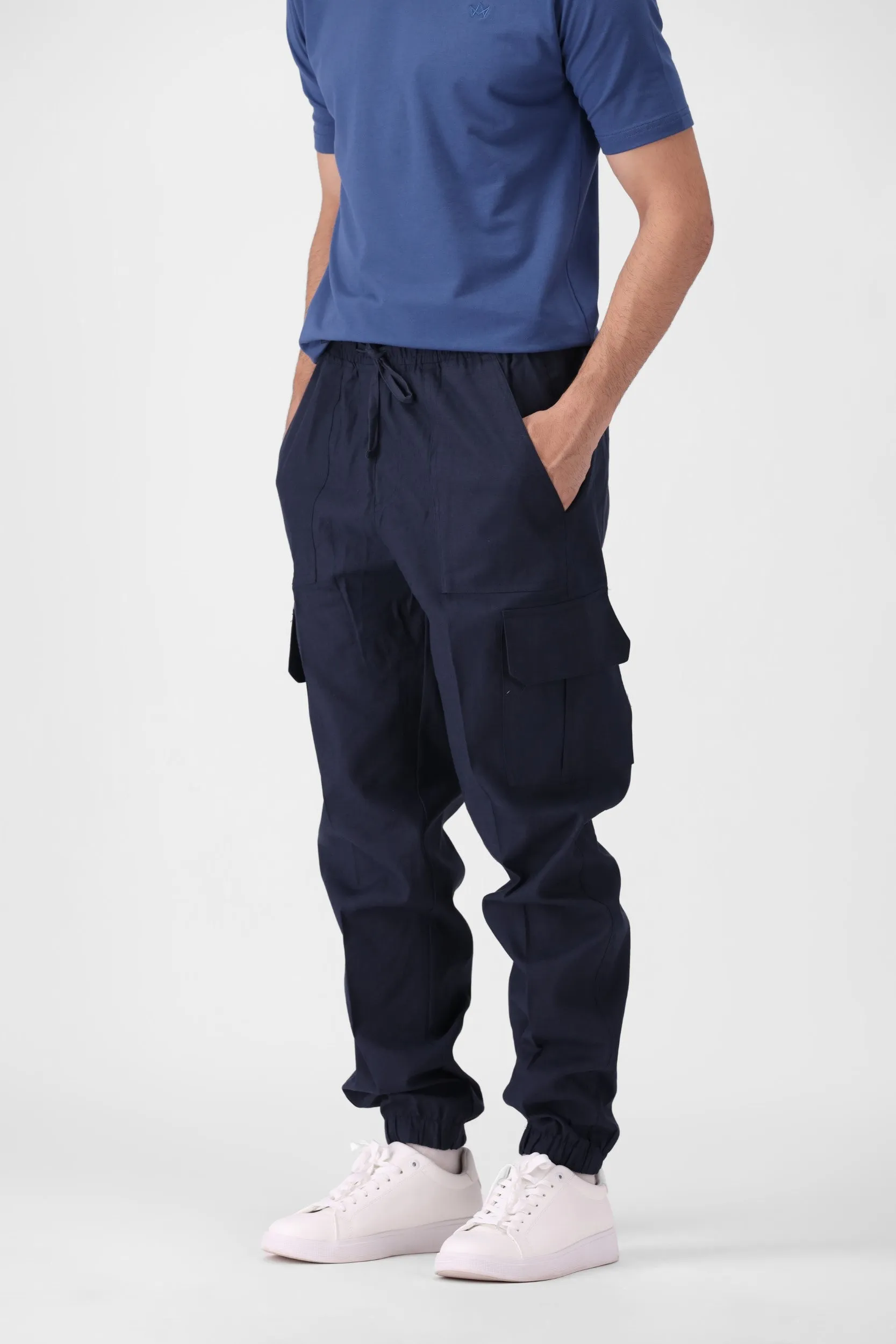 Navy Blue Stright Fit Cargo Pants