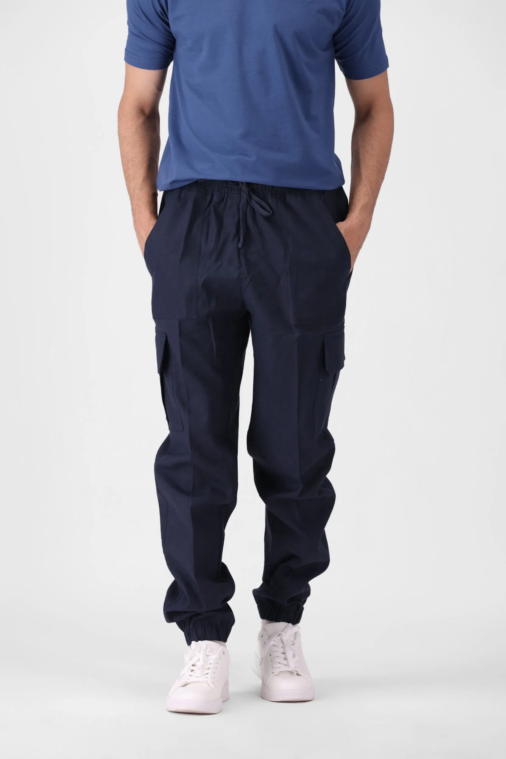 Navy Blue Stright Fit Cargo Pants