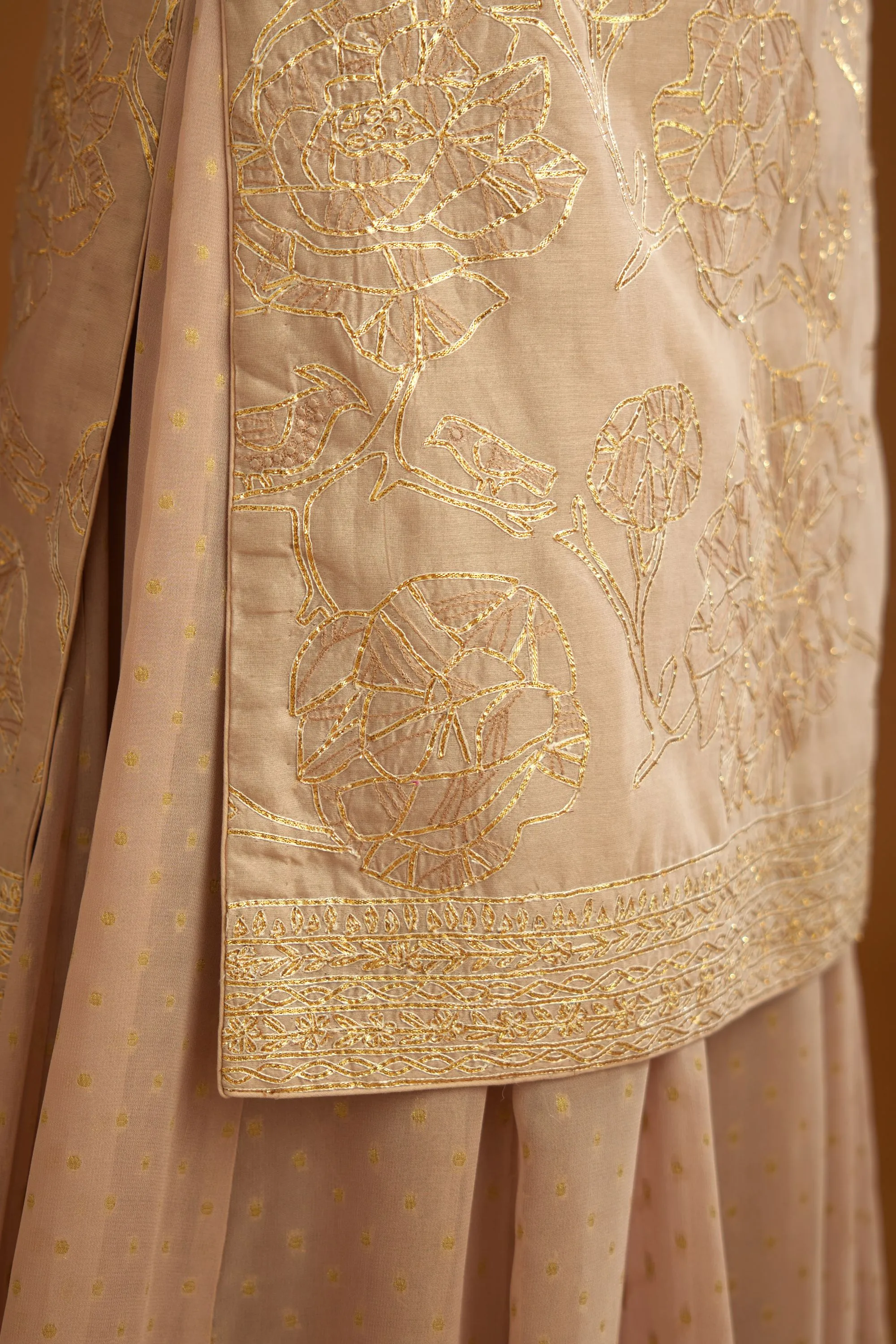 Neutral embroidered sharara set