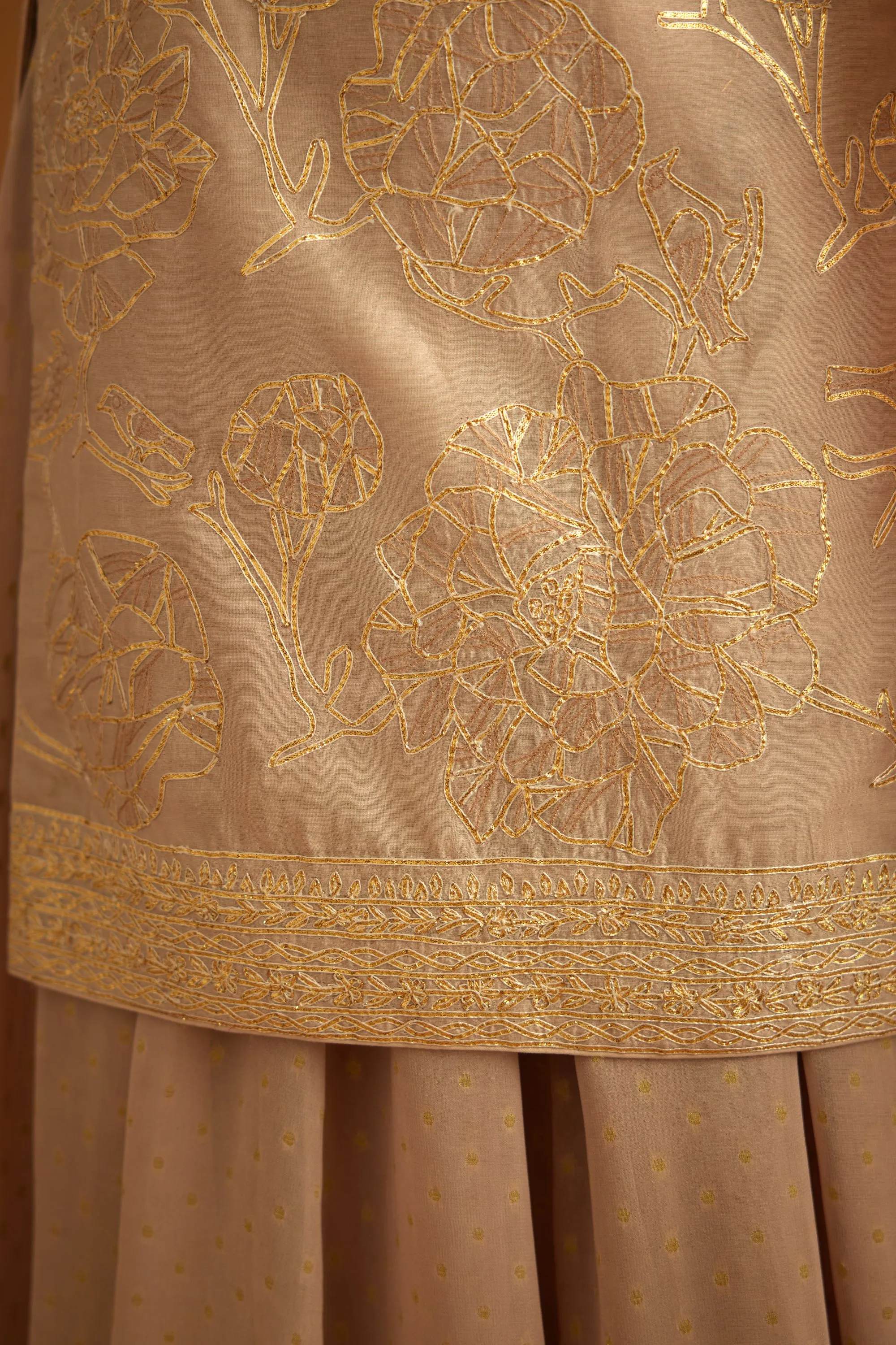 Neutral embroidered sharara set